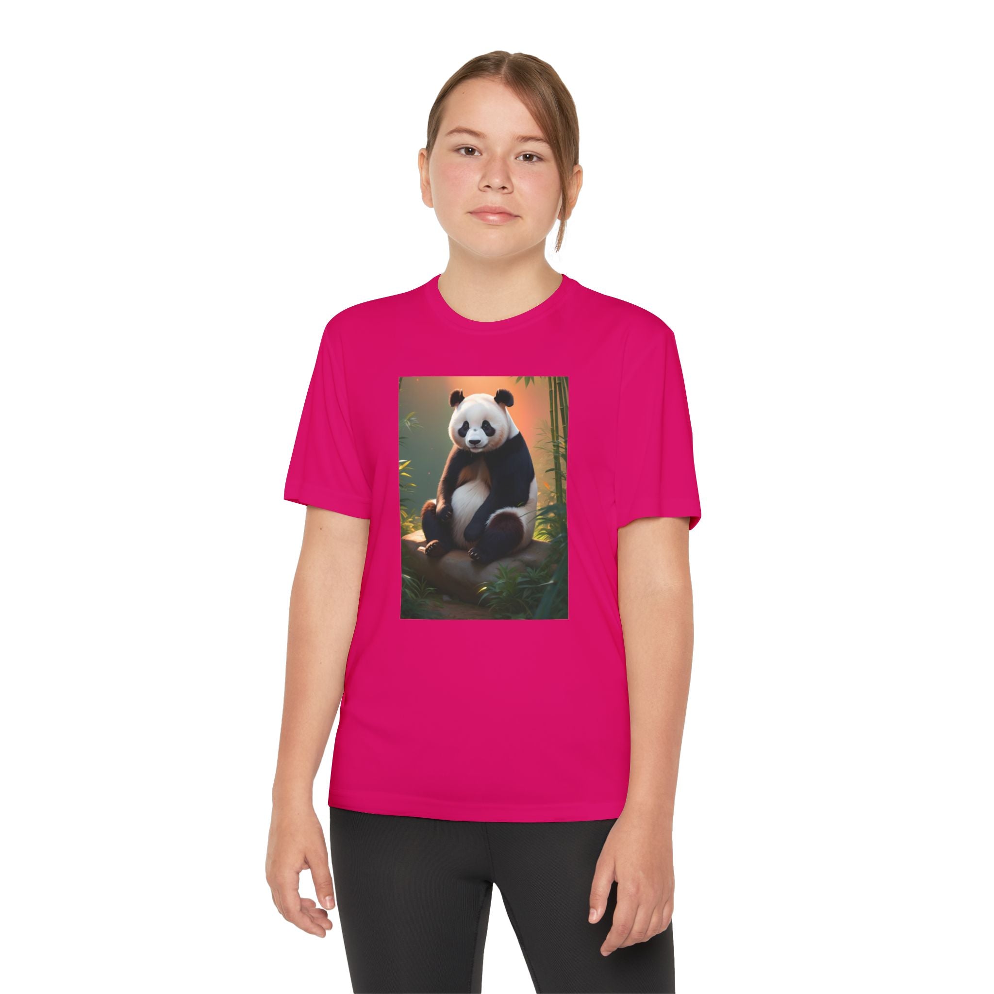 Panda Youth Tee Shirt, Kids Animal Graphic Top, Cute Black and White Tee, Children's Zoo Theme Shirt, Bamboo Bear Shirt, Kid's Nature Gift