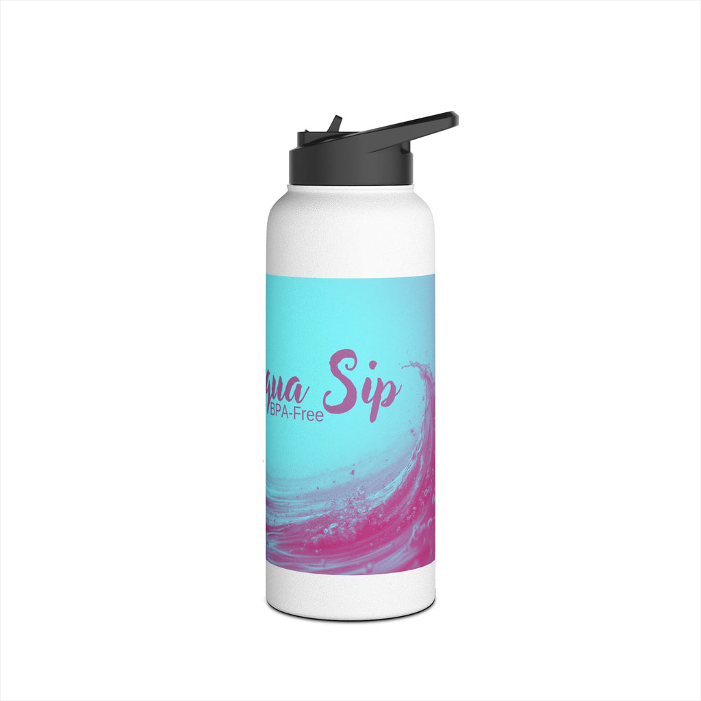 Aqua Wave Stainless Steel Water Bottle, Hydration Gift, Outdoor Adventure, Beach Vibes, Eco-Friendly, Travel Companion
