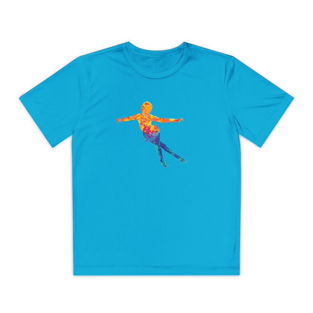 Ice Skating Youth Sports Graphic Tee, Cool Athletic Shirt for Kids, Perfect for Sports Events, Team Spirit, Birthday Gift, Summer Activities