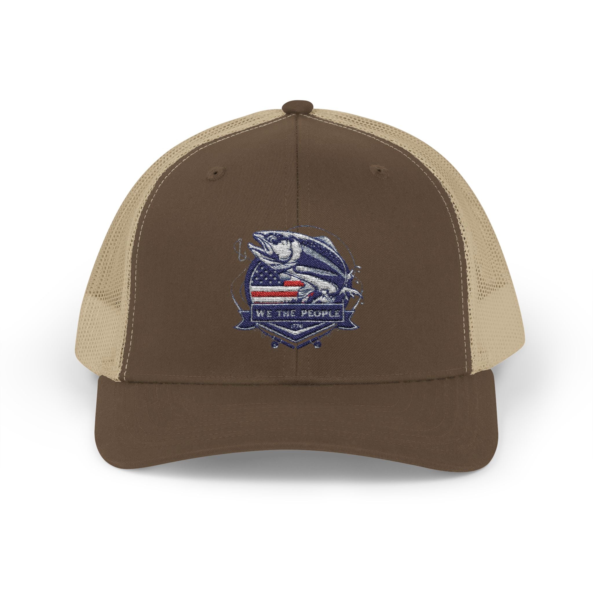 Fishing Patriotic Snapback Trucker Cap with Thin Red Line Design, Ideal for First Responders, Supportive Gifts, Memorials, Everyday Wear