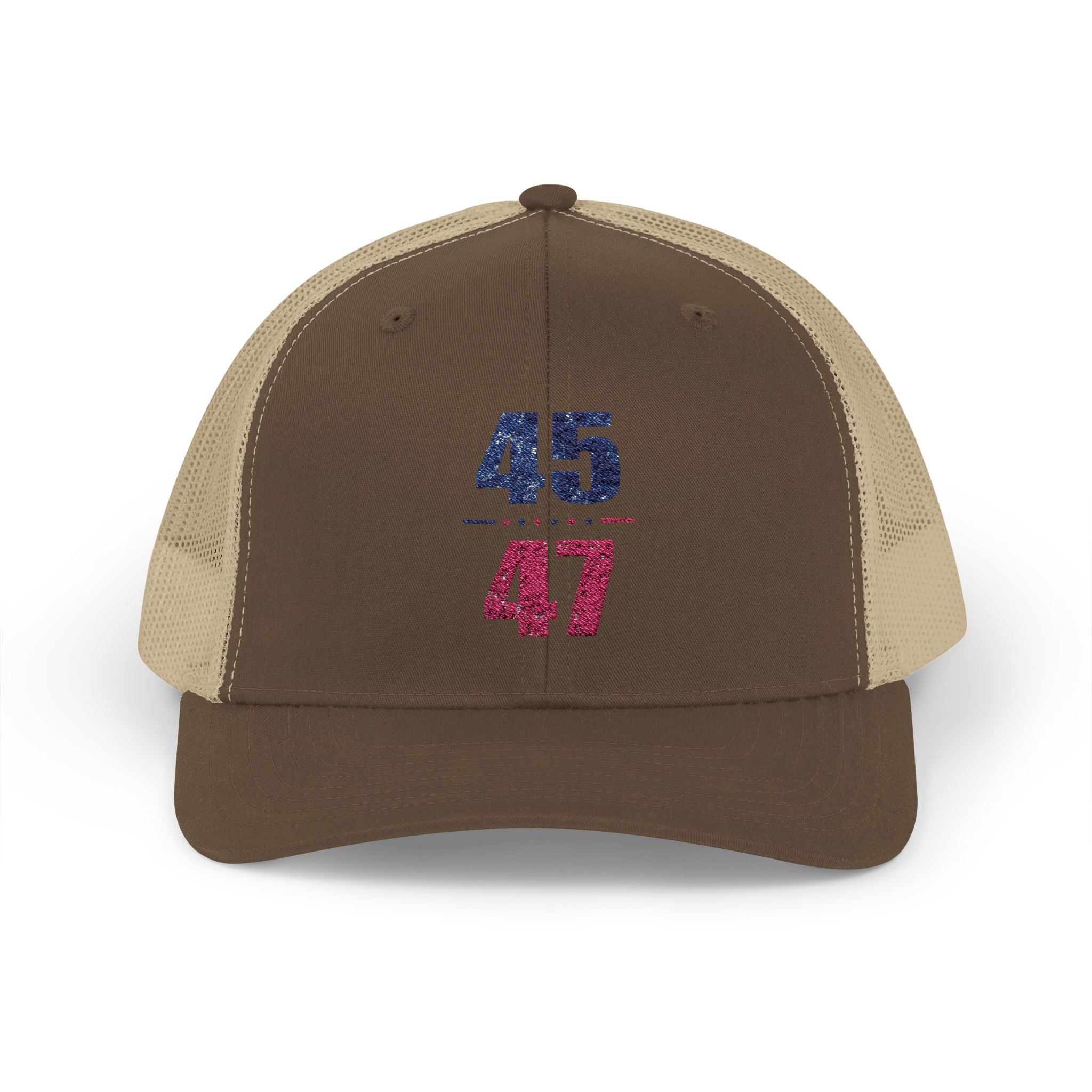 45 / 47 Patriotic Snapback Trucker Cap with Thin Red Line Design, Ideal for First Responders, Supportive Gifts, Memorials, Everyday Wear