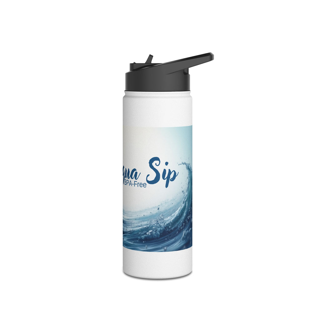 Aqua Wave Stainless Steel Water Bottle, Hydration Gift, Outdoor Adventure, Beach Vibes, Eco-Friendly, Travel Companion