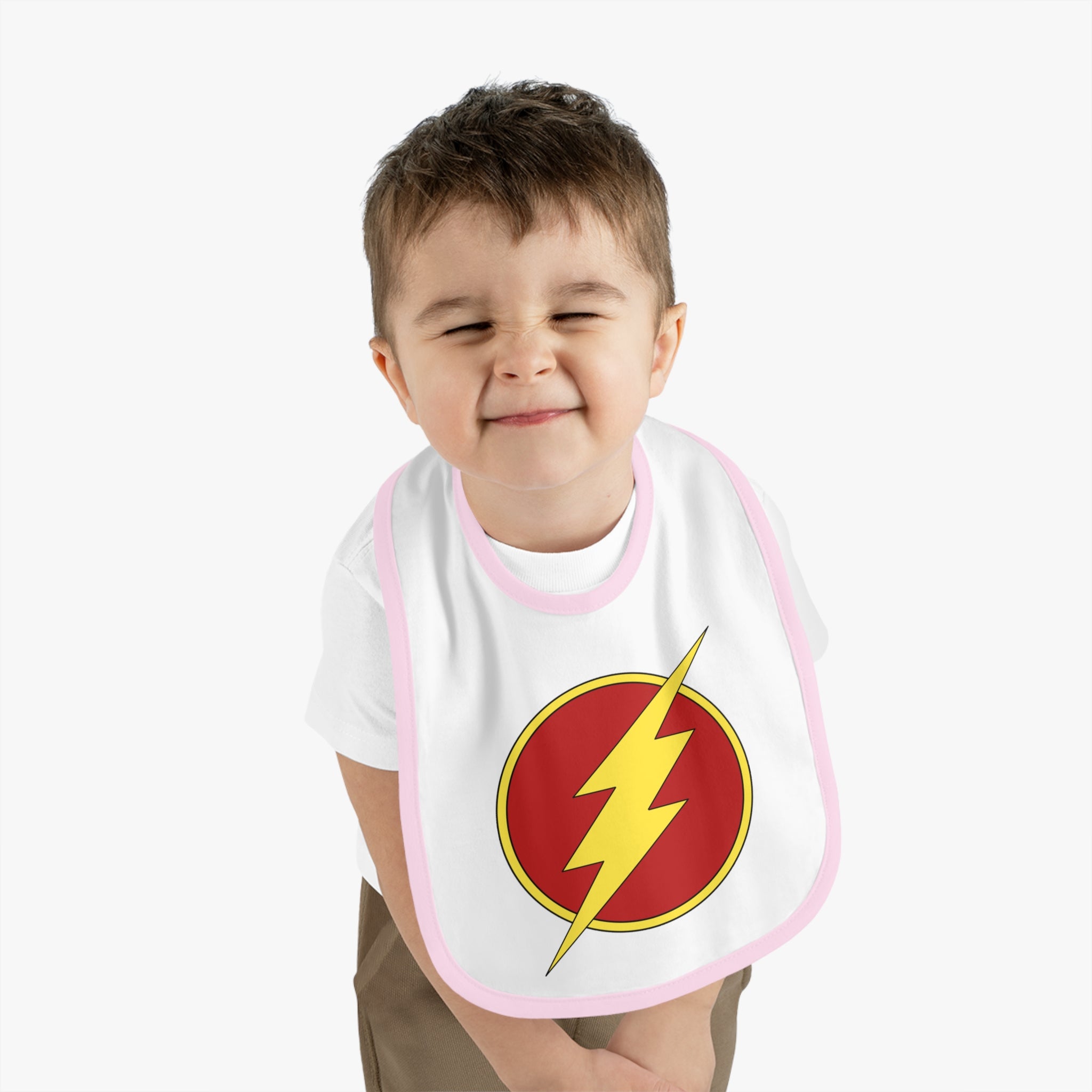 The Flash ~ Cute Baby Bib - Tiny but Mighty, Infant Feeding Bib, Baby Shower Gift, Newborn Accessories, Elephant Design, Everyday Use