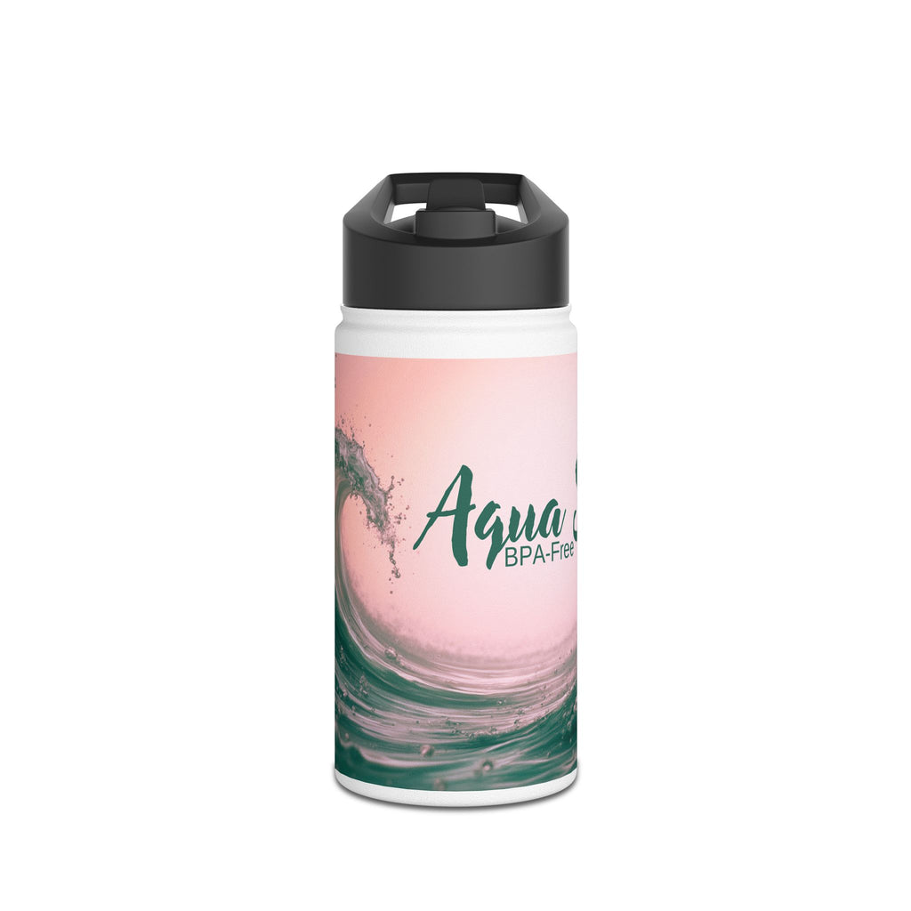 Aqua Wave Stainless Steel Water Bottle, Hydration Gift, Outdoor Adventure, Beach Vibes, Eco-Friendly, Travel Companion