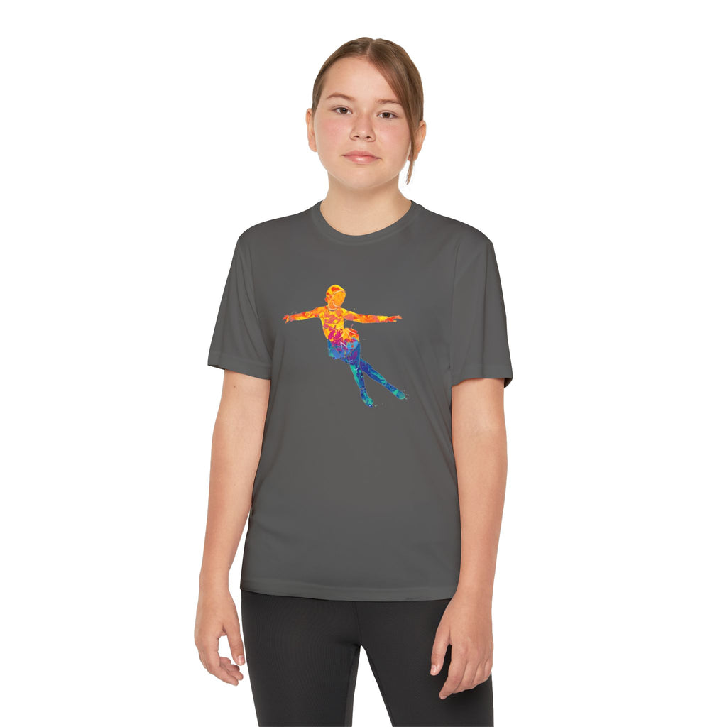 Ice Skating Youth Sports Graphic Tee, Cool Athletic Shirt for Kids, Perfect for Sports Events, Team Spirit, Birthday Gift, Summer Activities