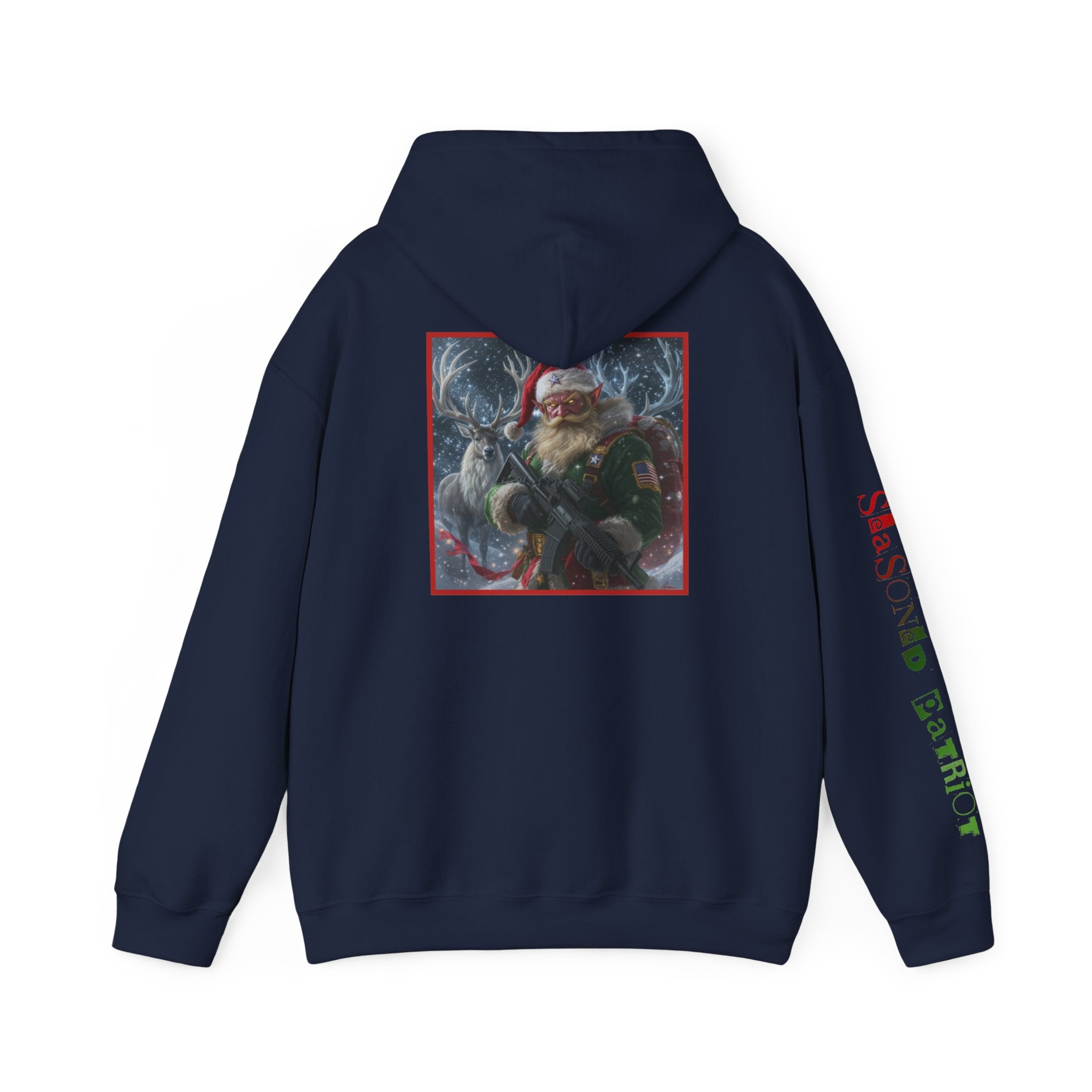 Christmas Elf Patriotic USA Hoodie, Sweatshirt, Unisex Hooded Pullover, Holiday Outerwear, Festive Winter Apparel