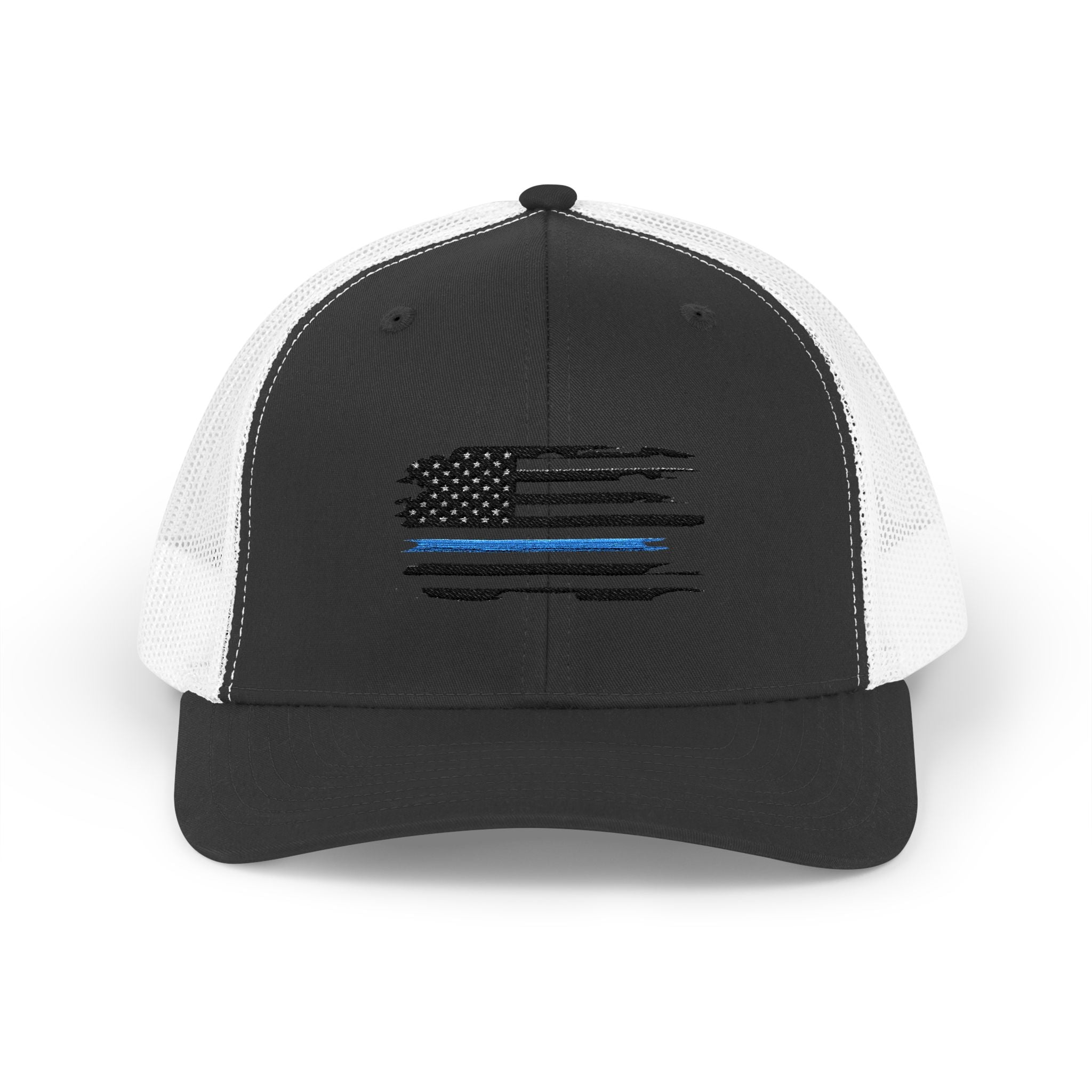 Back The Blue Snapback Trucker Cap with Thin Red Line Design, Ideal for First Responders, Supportive Gifts, Memorials, Everyday Wear