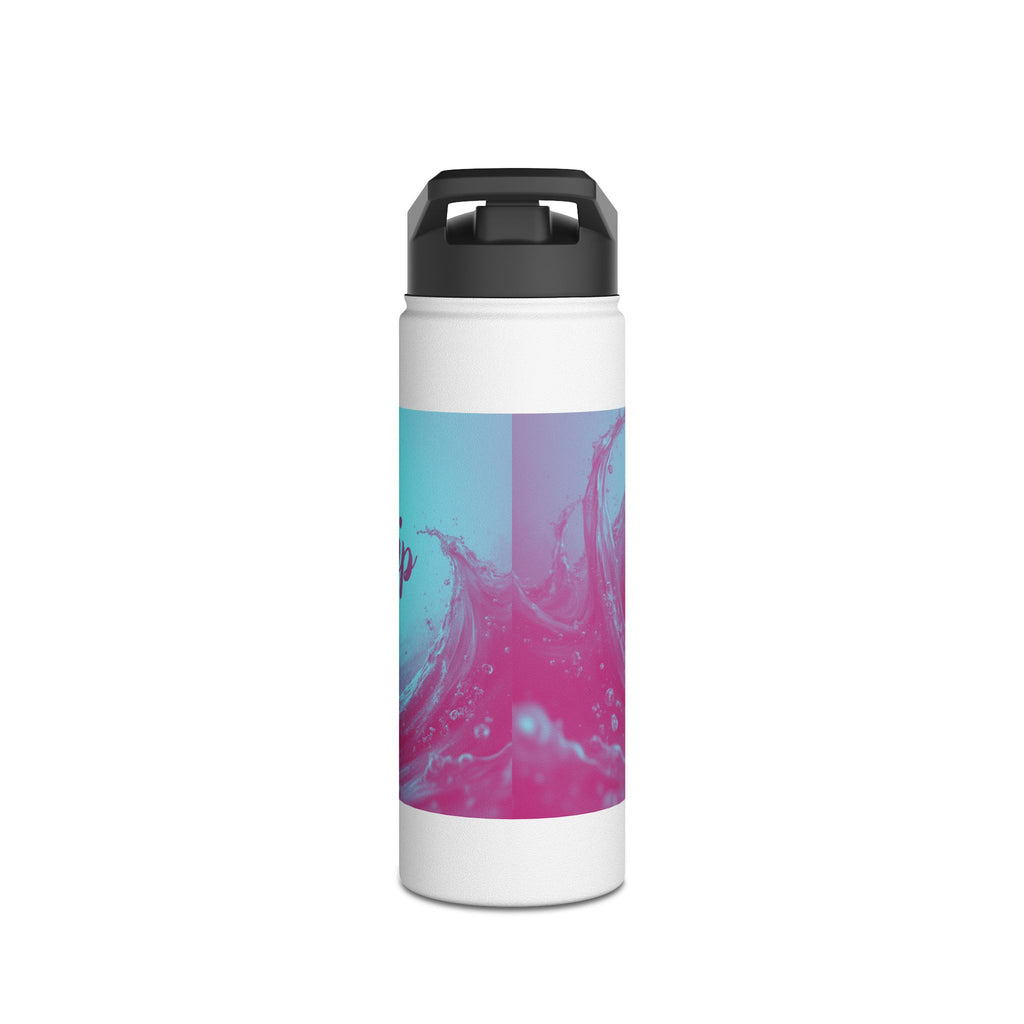 Aqua Wave Stainless Steel Water Bottle, Hydration Gift, Outdoor Adventure, Beach Vibes, Eco-Friendly, Travel Companion
