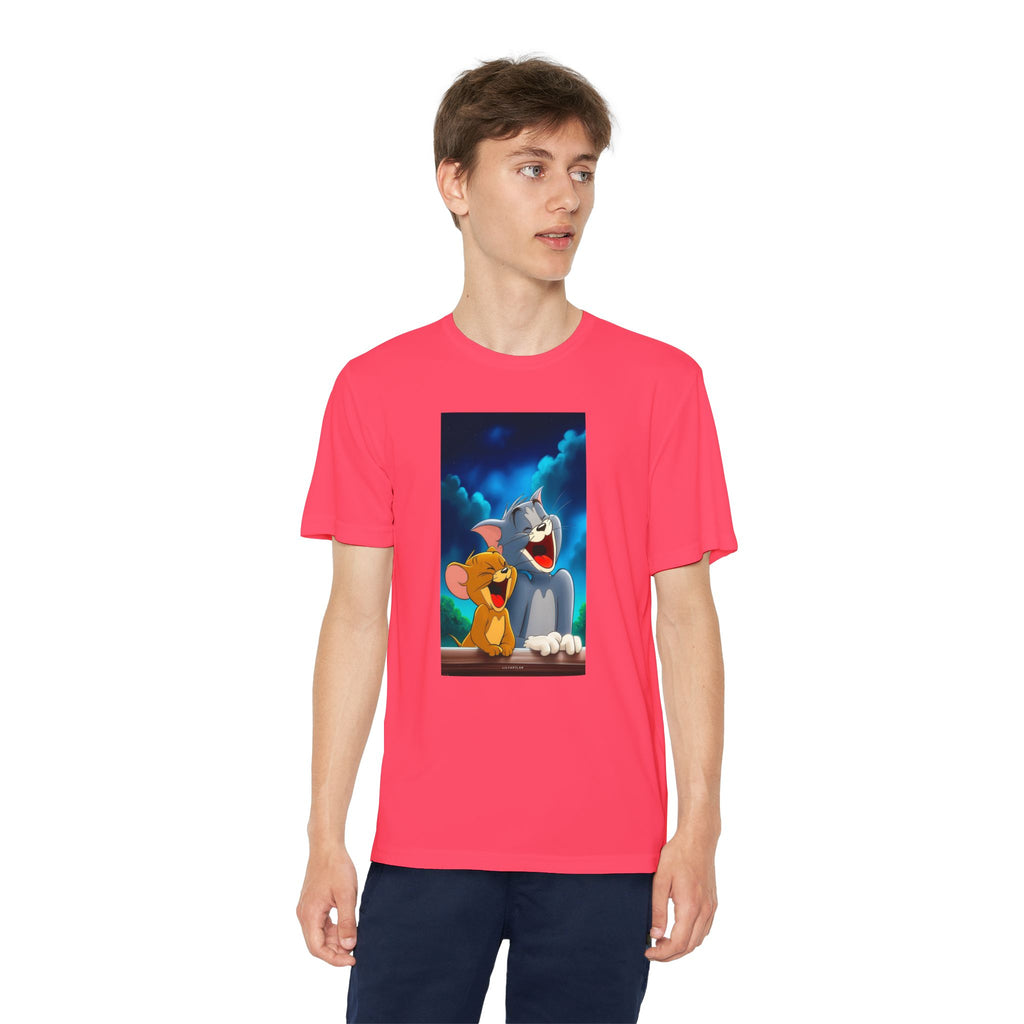 Youth Competitor Tee with Tom And Jerry design, Cartoon Graphic Kid's T-Shirt, Kids Tee, Children's Clothing, Funny Tee for Boys and Girls
