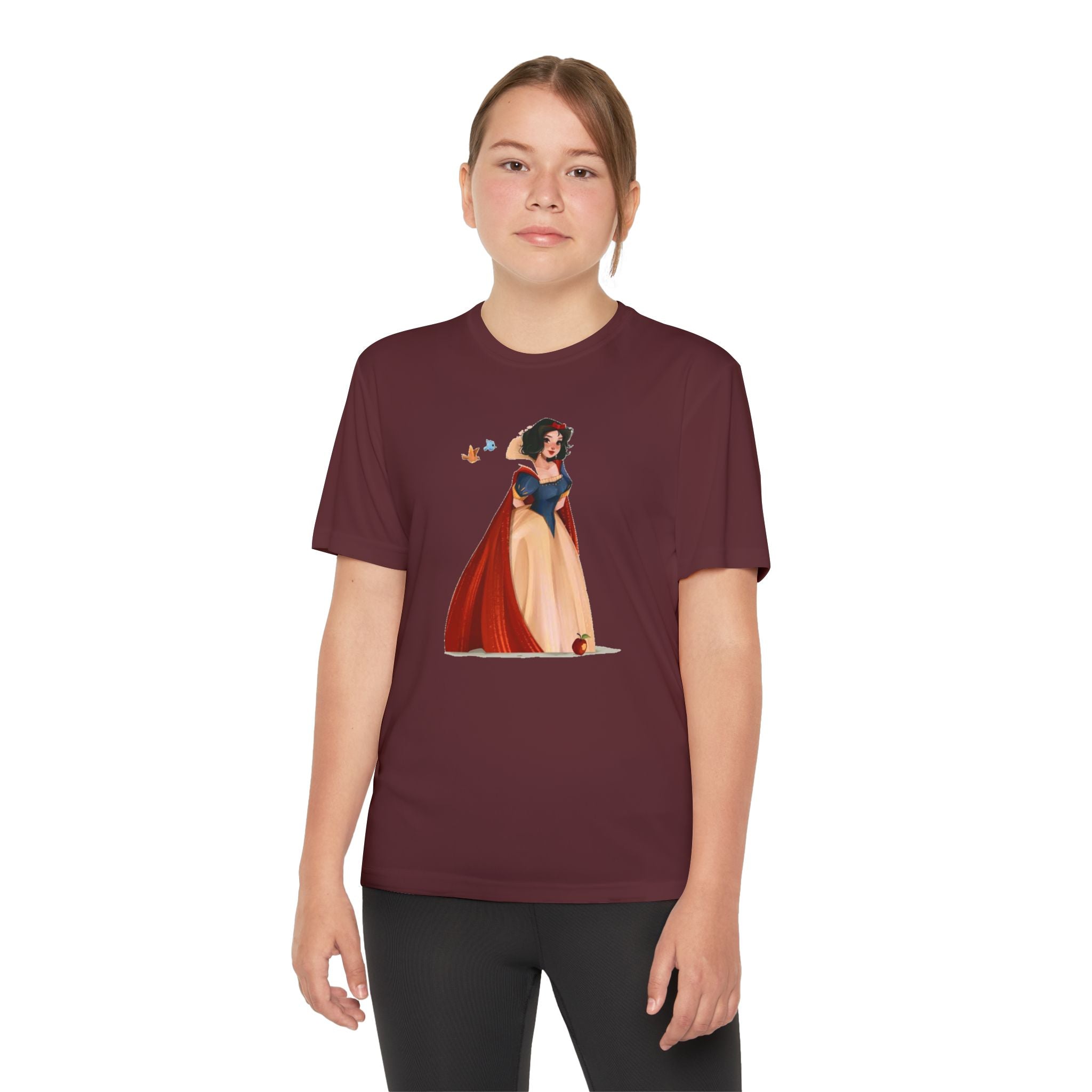 Snow White Youth T-Shirt Sports Graphic Tee, Cool Athletic Shirt for Kids, Perfect for Sports Events, Team Spirit