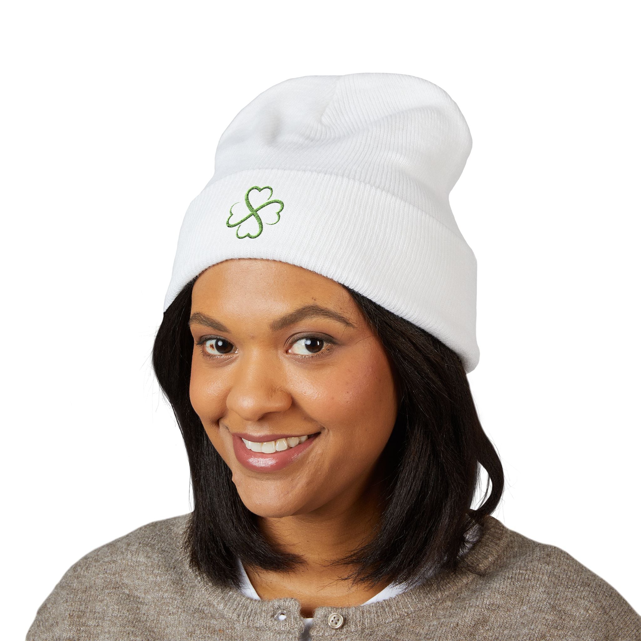 St. Patrick's Day 4-Leaf Clover Embroidered Beanie