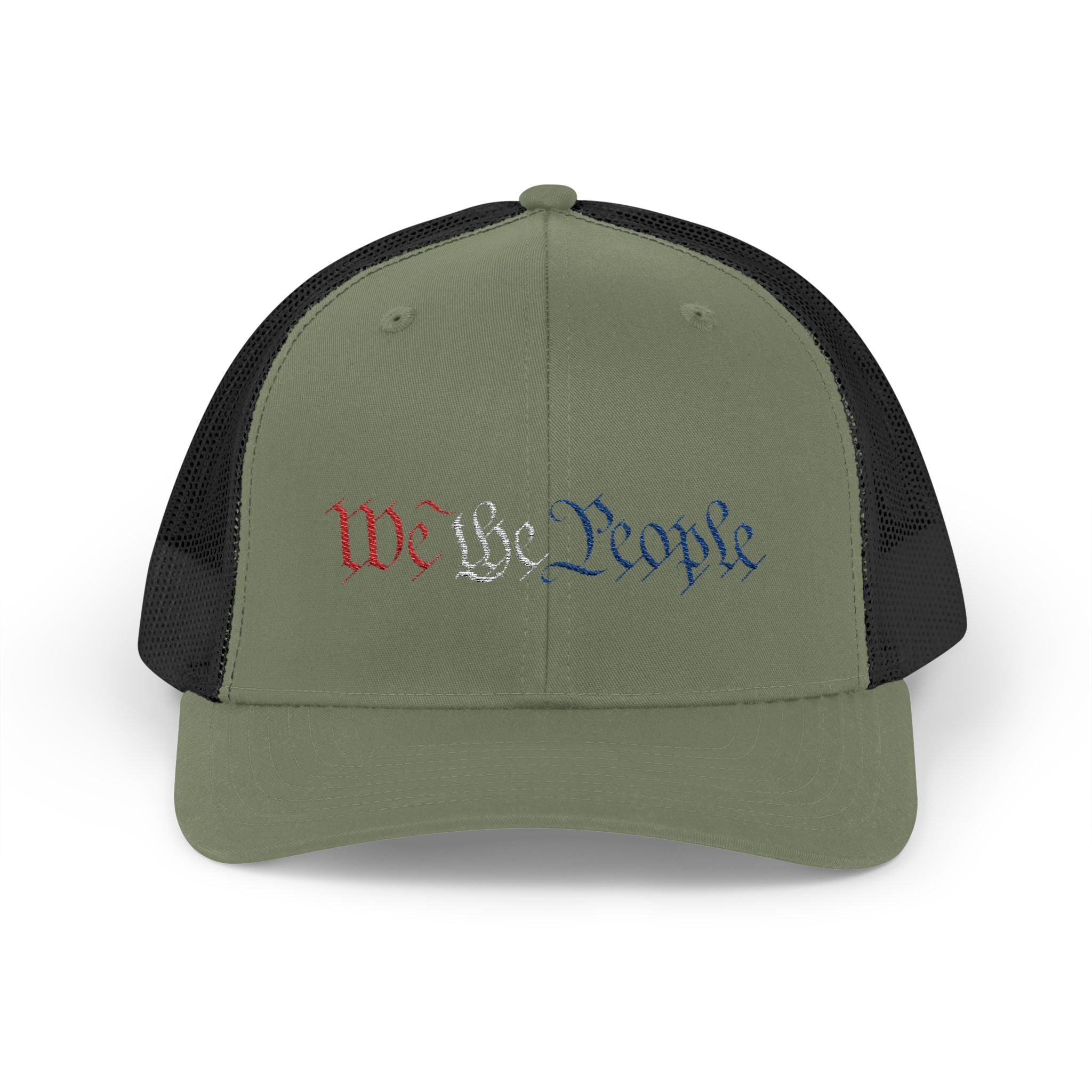 We The People Snapback Trucker Cap with Thin Red Line Design, Ideal for First Responders, Supportive Gifts, Memorials, Everyday Wear