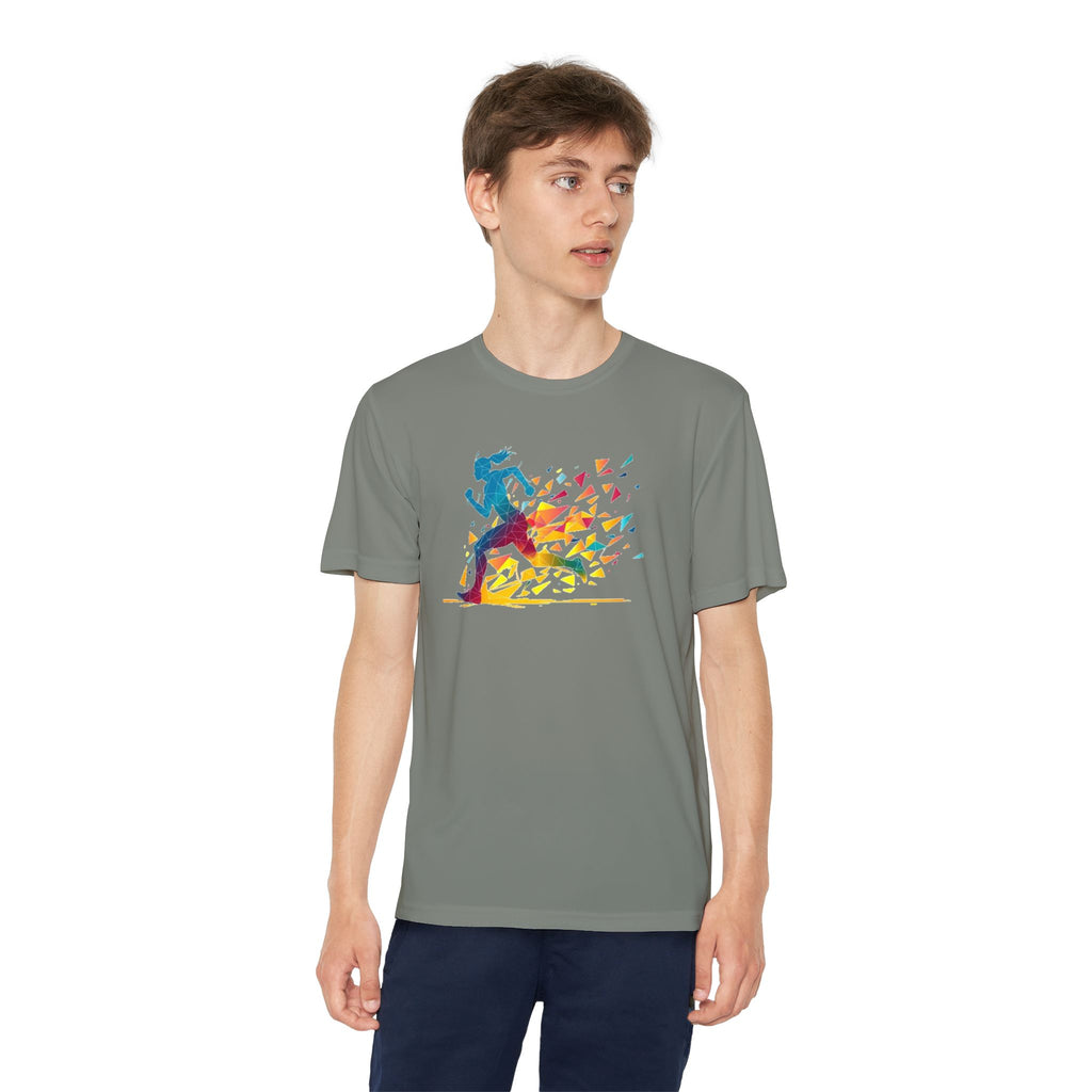 Running Youth T-Shirt Sports Graphic Tee, Cool Athletic Shirt for Kids, Perfect for Sports Events, Team Spirit