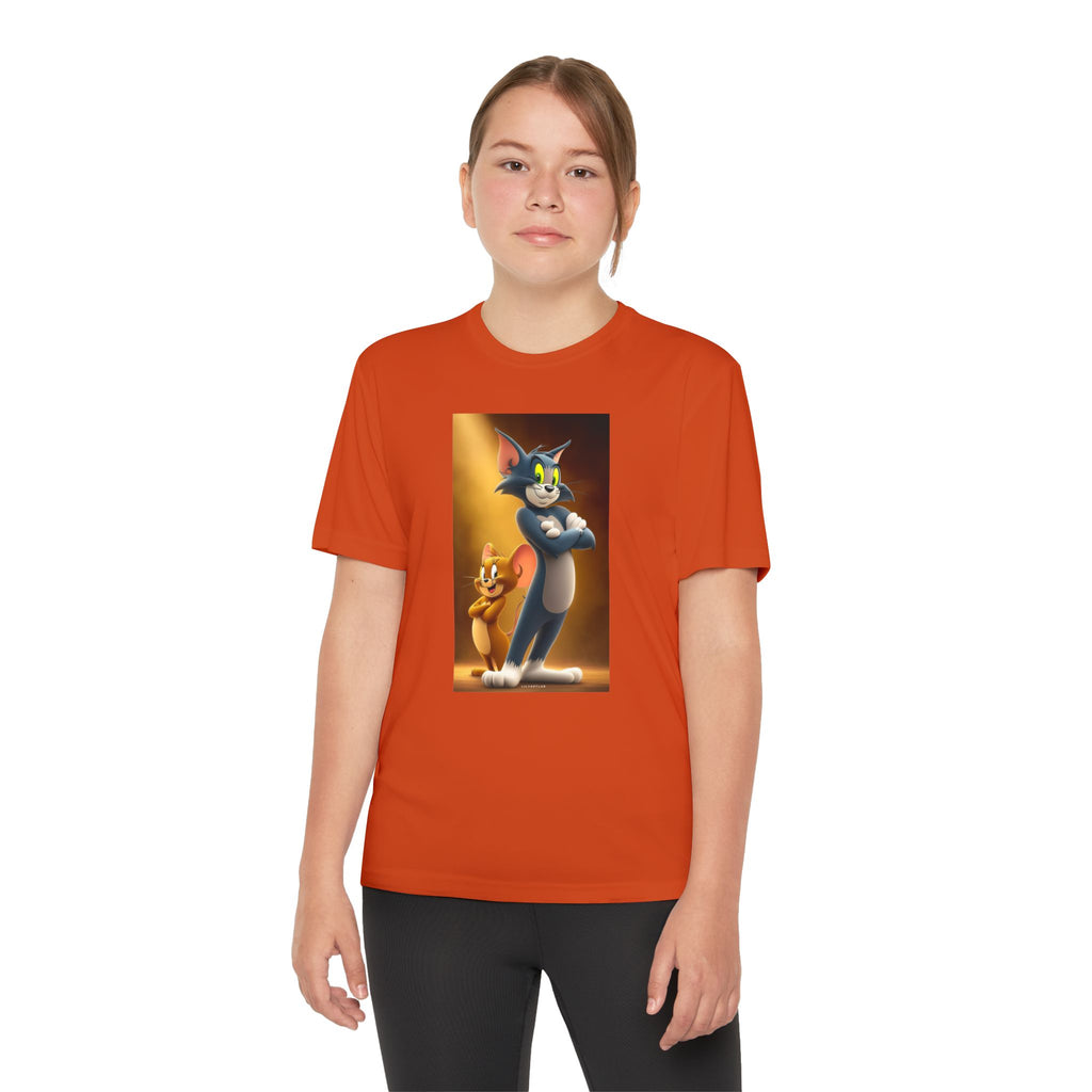 Youth Competitor Tee with Tom And Jerry design, Cartoon Graphic Kid's T-Shirt, Kids Tee, Children's Clothing, Funny Tee for Boys and Girls