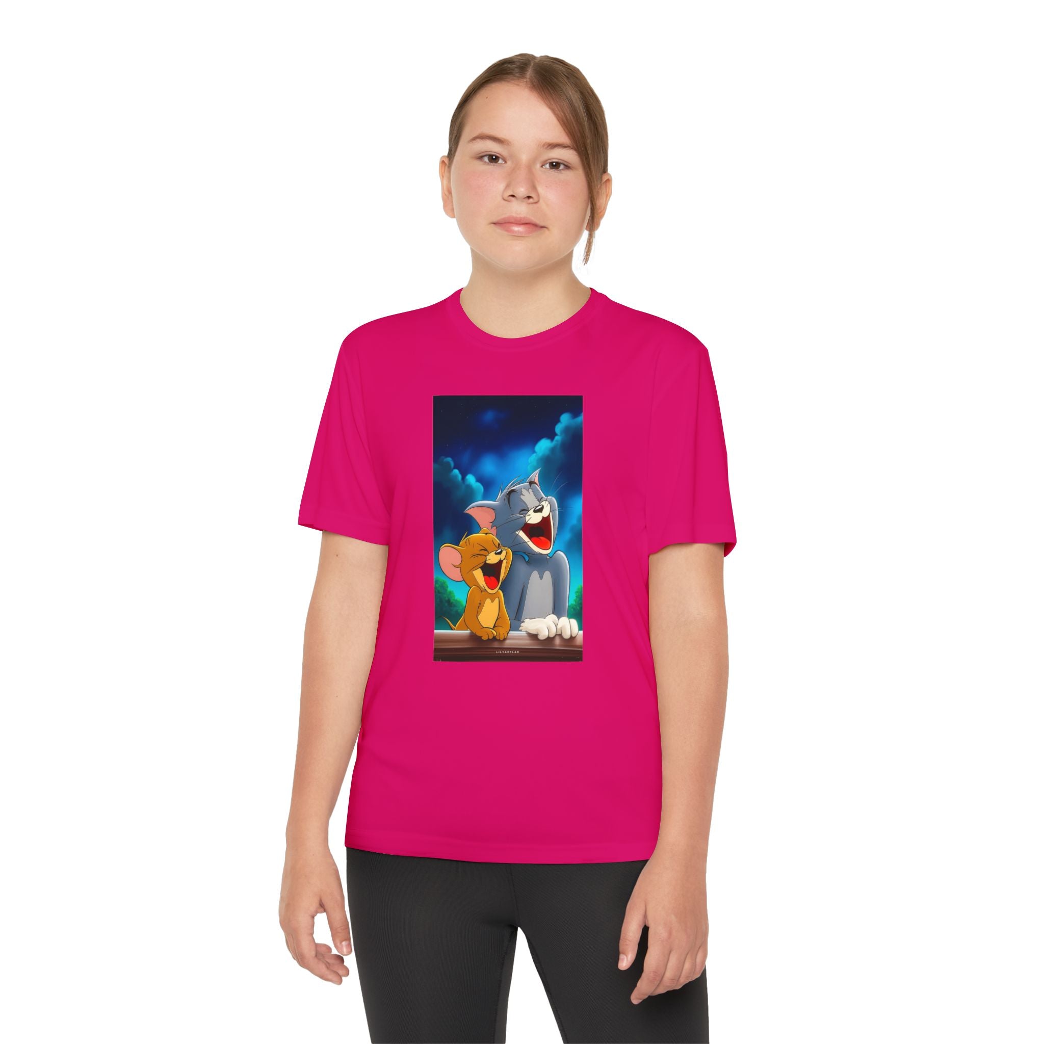 Youth Competitor Tee with Tom And Jerry design, Cartoon Graphic Kid's T-Shirt, Kids Tee, Children's Clothing, Funny Tee for Boys and Girls