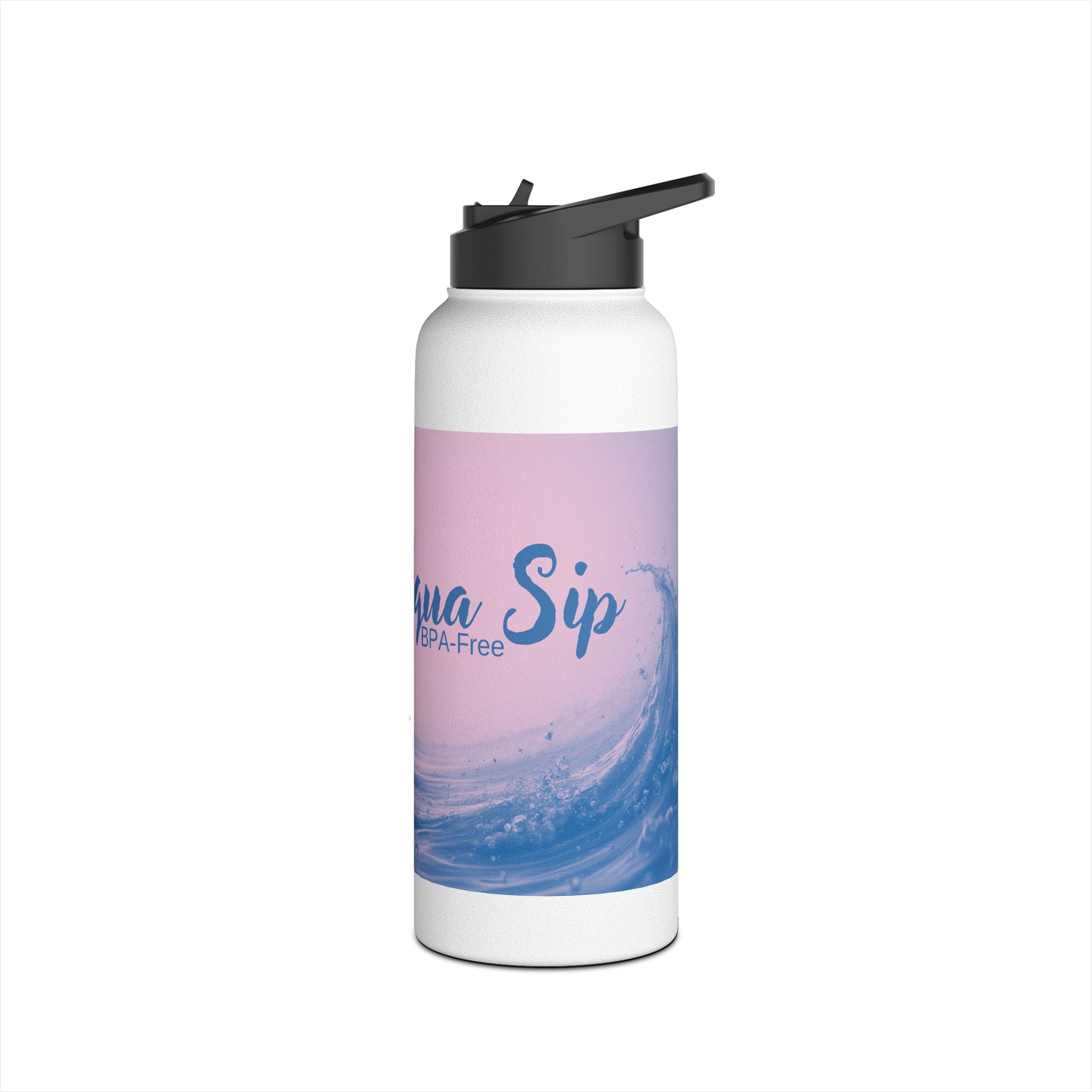Aqua Wave Stainless Steel Water Bottle, Hydration Gift, Outdoor Adventure, Beach Vibes, Eco-Friendly, Travel Companion