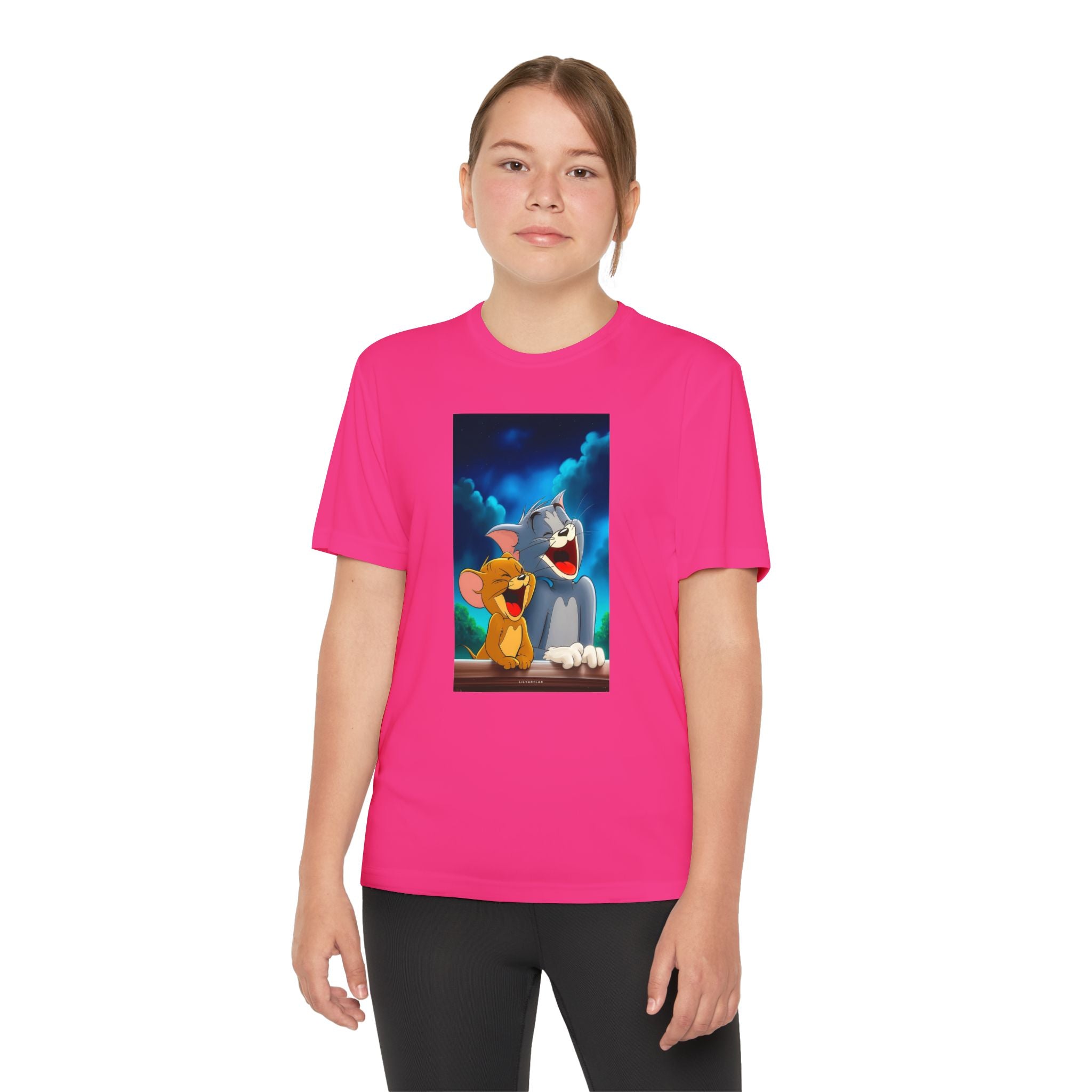 Youth Competitor Tee with Tom And Jerry design, Cartoon Graphic Kid's T-Shirt, Kids Tee, Children's Clothing, Funny Tee for Boys and Girls