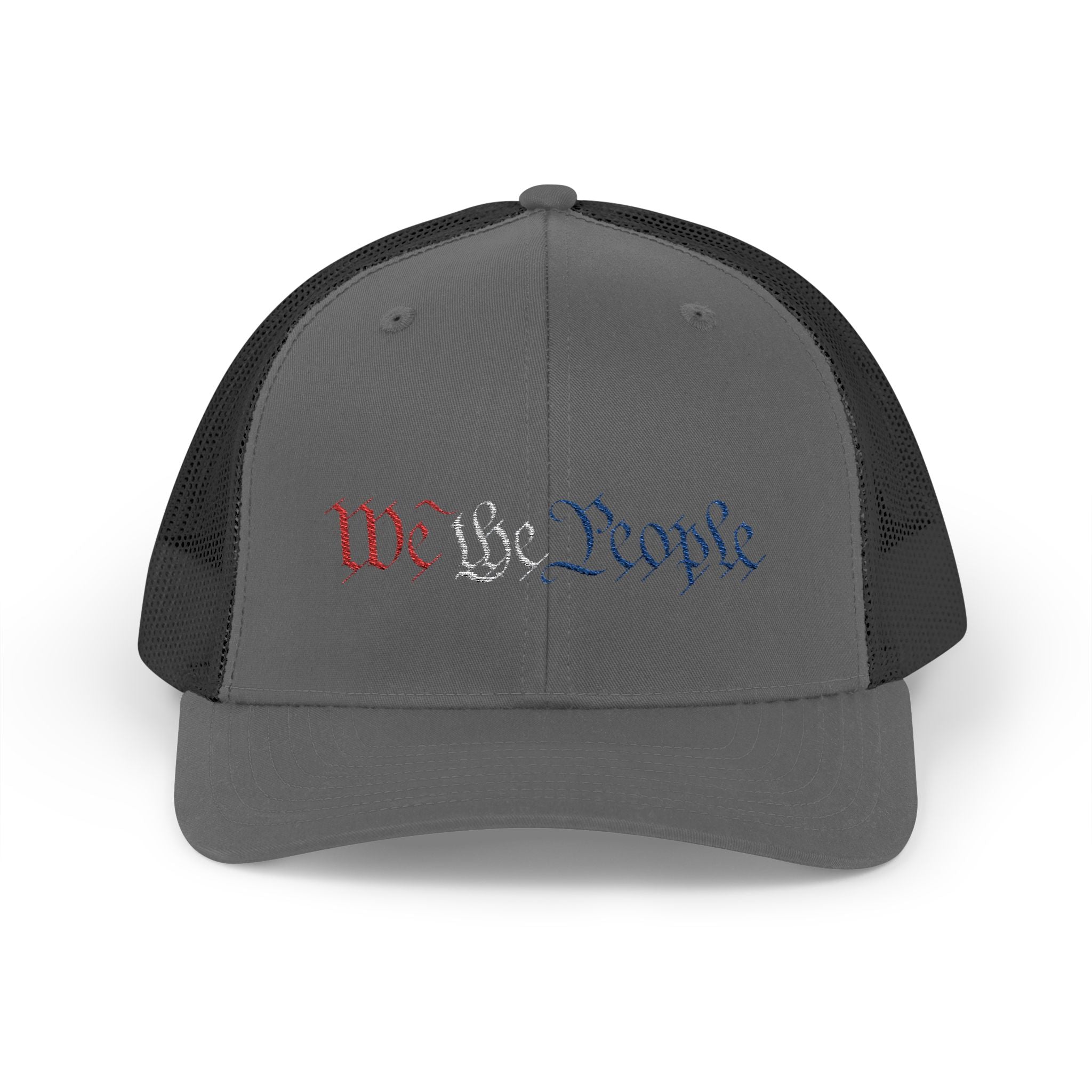 We The People Snapback Trucker Cap with Thin Red Line Design, Ideal for First Responders, Supportive Gifts, Memorials, Everyday Wear