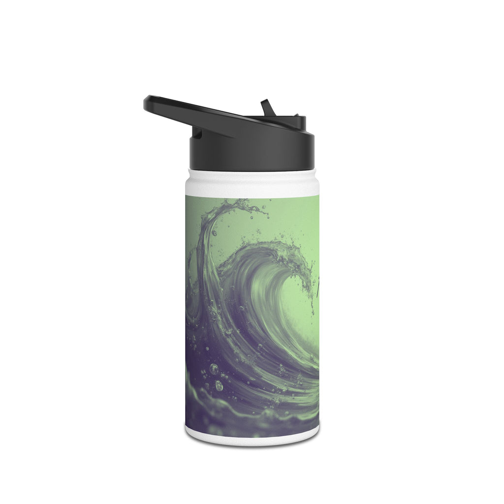 Aqua Wave Stainless Steel Water Bottle, Hydration Gift, Outdoor Adventure, Beach Vibes, Eco-Friendly, Travel Companion