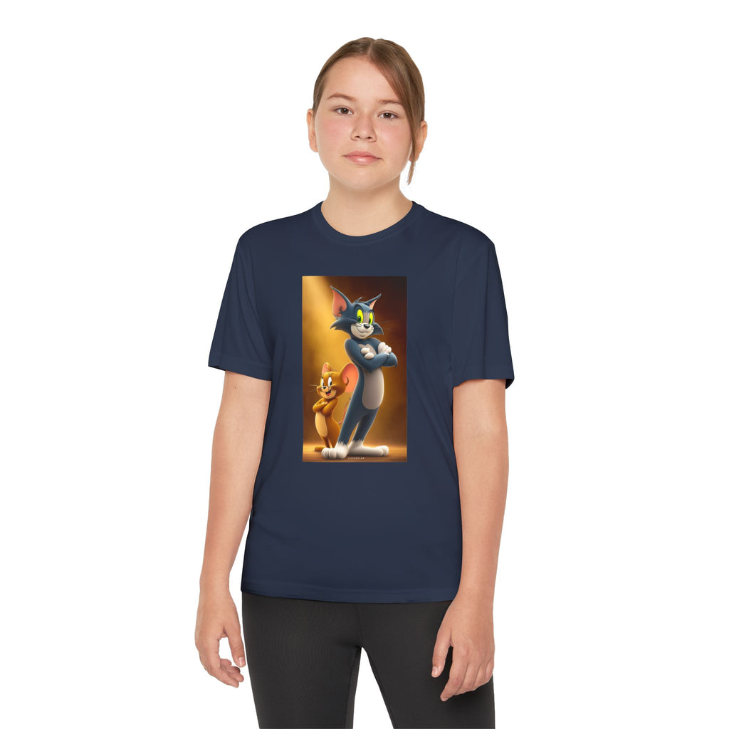 Youth Competitor Tee with Tom And Jerry design, Cartoon Graphic Kid's T-Shirt, Kids Tee, Children's Clothing, Funny Tee for Boys and Girls