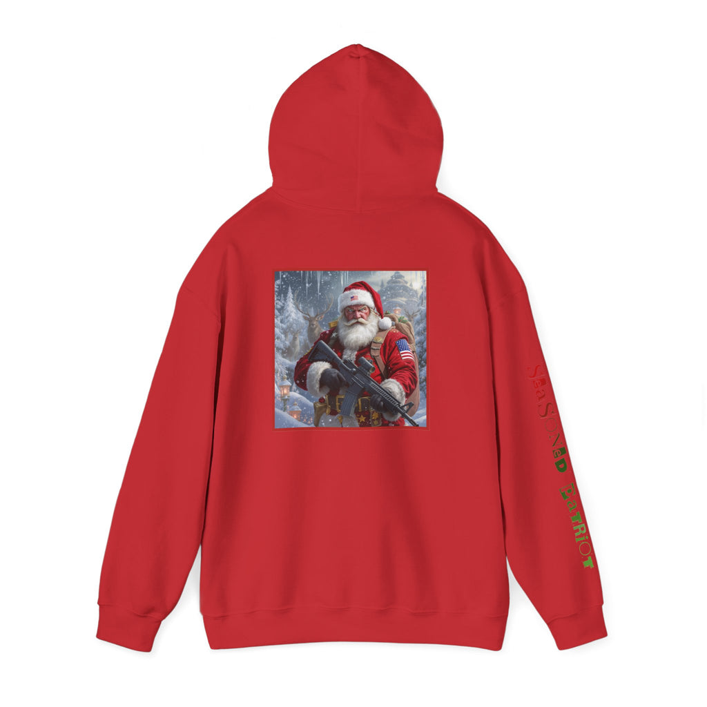 Christmas Santa Claus Patriotic USA Hoodie, Sweatshirt, Unisex Hooded Pullover, Holiday Outerwear, Festive Winter Apparel