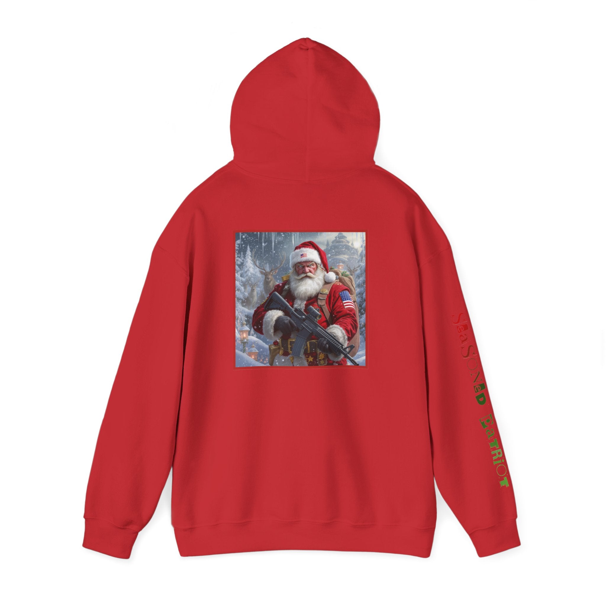 Christmas Santa Claus Patriotic USA Hoodie, Sweatshirt, Unisex Hooded Pullover, Holiday Outerwear, Festive Winter Apparel