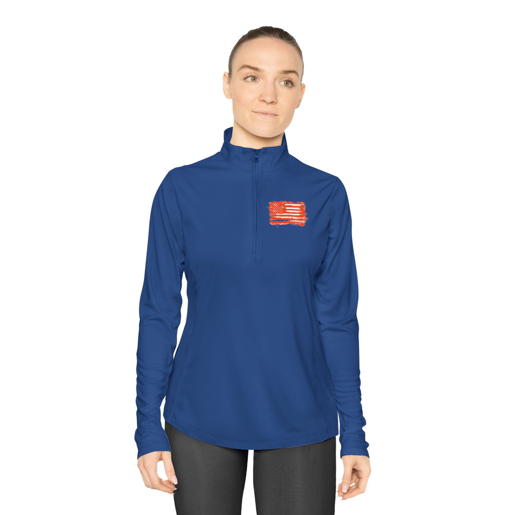 Ladies Quarter-Zip Pullover with Motivational Running Design, Athletic Apparel, Activewear, Sportswear, Fitness Gift, Running Top