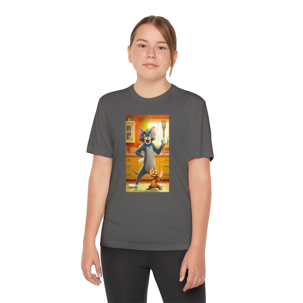Youth Competitor Tee with Tom And Jerry design, Cartoon Graphic Kid's T-Shirt, Kids Tee, Children's Clothing, Funny Tee for Boys and Girls