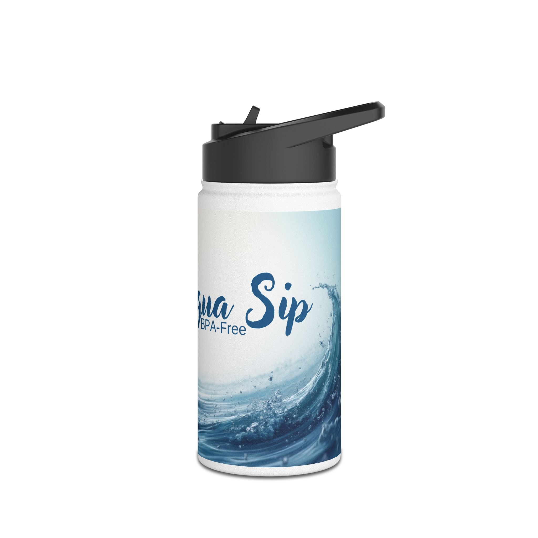Aqua Wave Stainless Steel Water Bottle, Hydration Gift, Outdoor Adventure, Beach Vibes, Eco-Friendly, Travel Companion