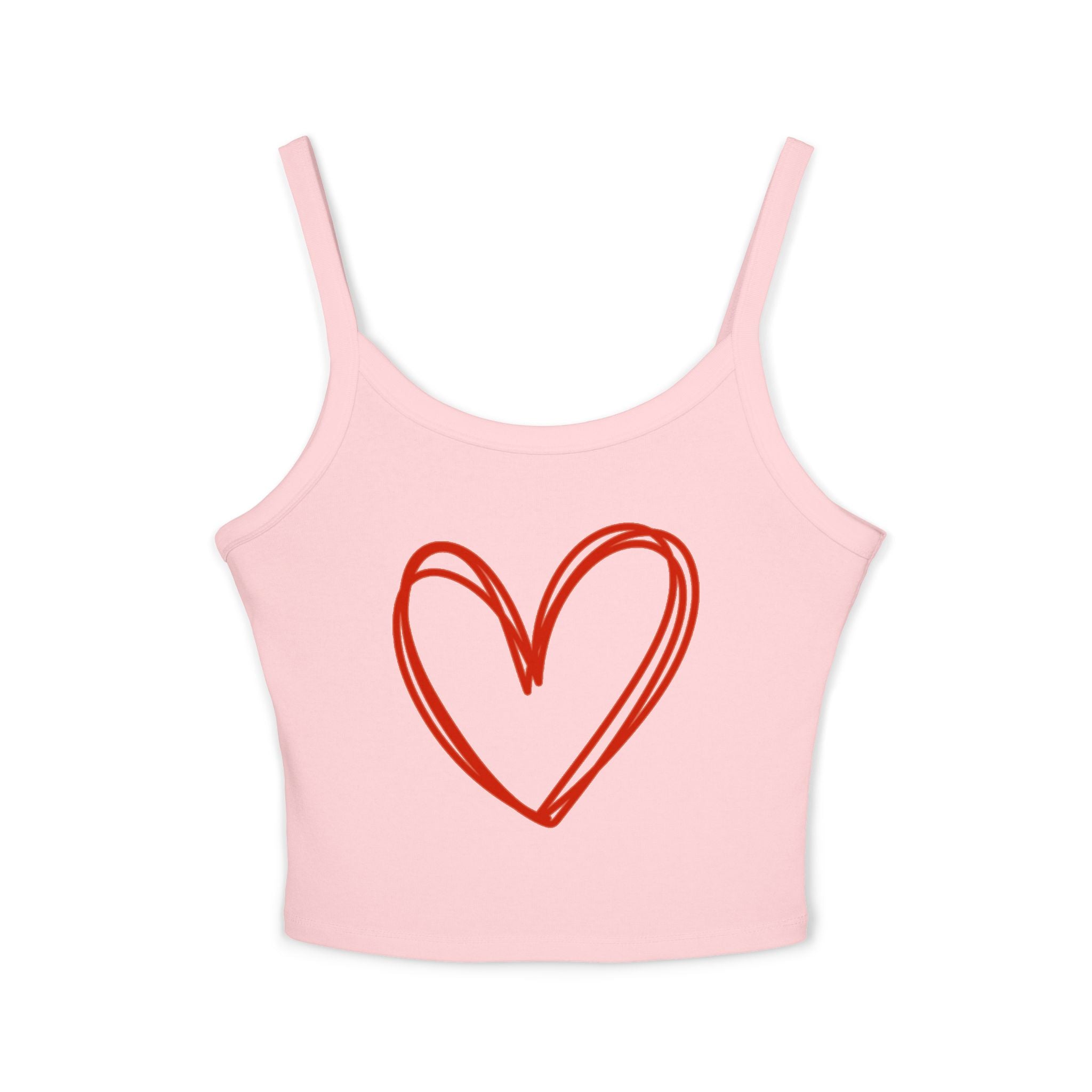 Heart Tank Top, Love Cami, Valentine's Day Shirt, Romantic Sleeveless Tee, Women's Summer Blouse, Cute Spaghetti Strap Tank