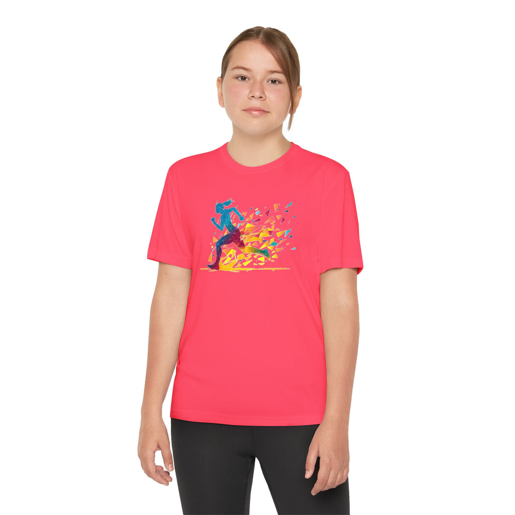 Running Youth T-Shirt Sports Graphic Tee, Cool Athletic Shirt for Kids, Perfect for Sports Events, Team Spirit