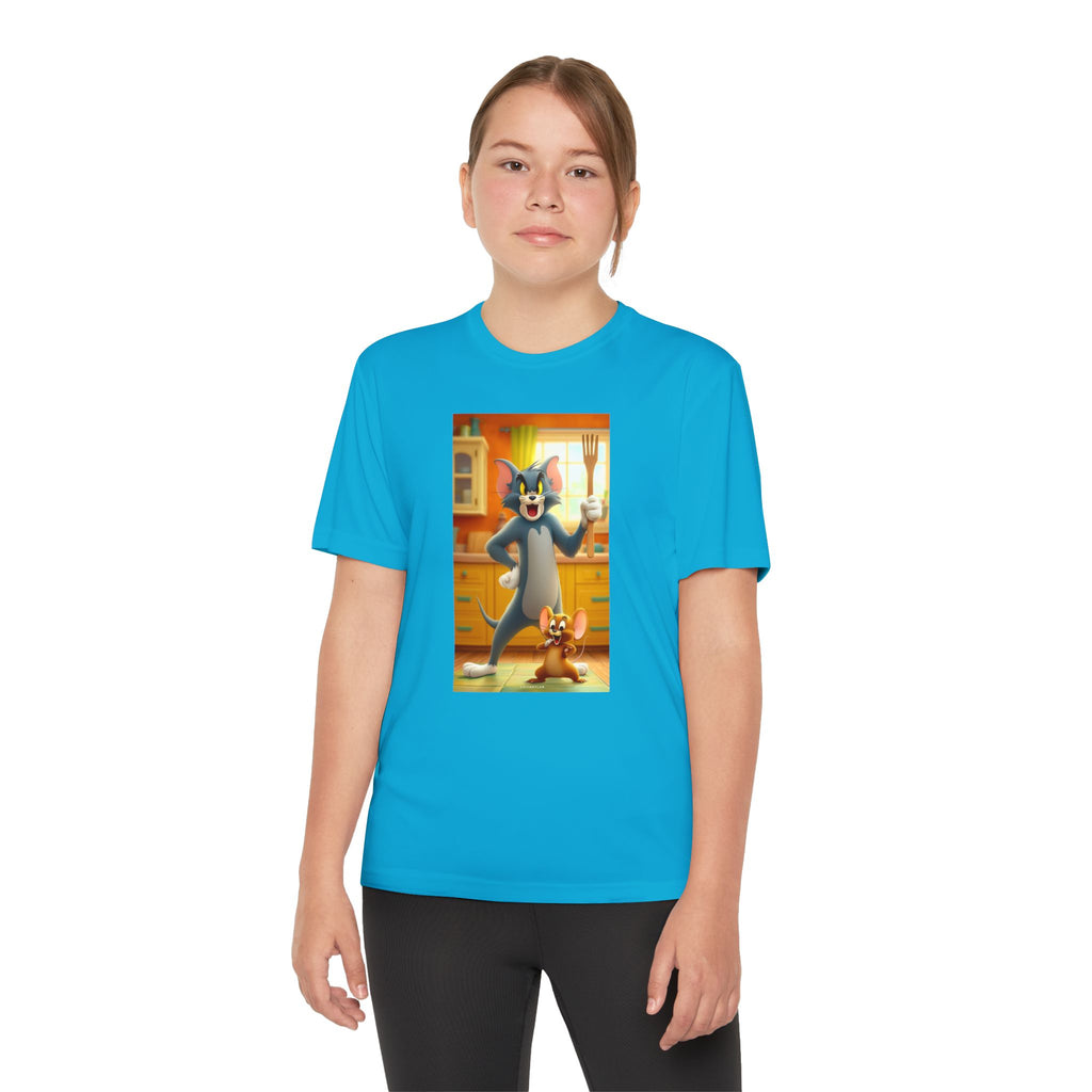 Youth Competitor Tee with Tom And Jerry design, Cartoon Graphic Kid's T-Shirt, Kids Tee, Children's Clothing, Funny Tee for Boys and Girls