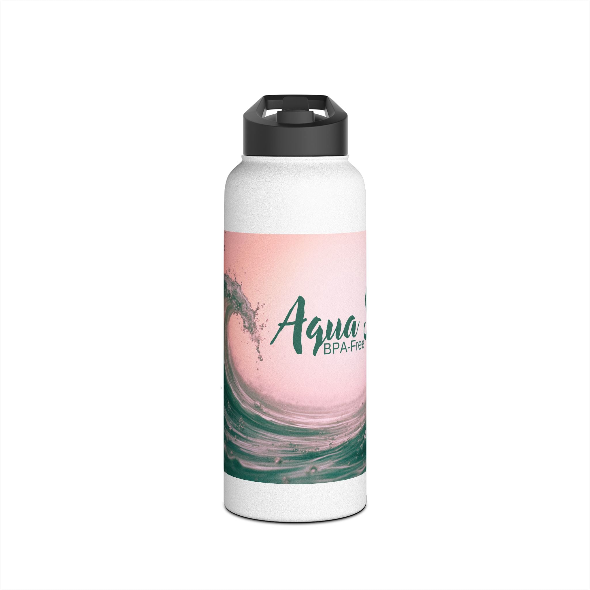 Aqua Wave Stainless Steel Water Bottle, Hydration Gift, Outdoor Adventure, Beach Vibes, Eco-Friendly, Travel Companion