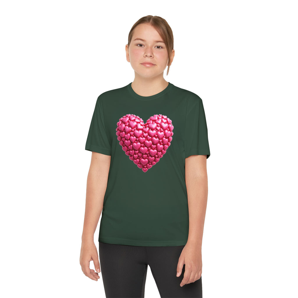 Heart Youth T-Shirt Sports Graphic Tee, Cool Athletic Shirt for Kids, Perfect for Sports Events, Team Spirit