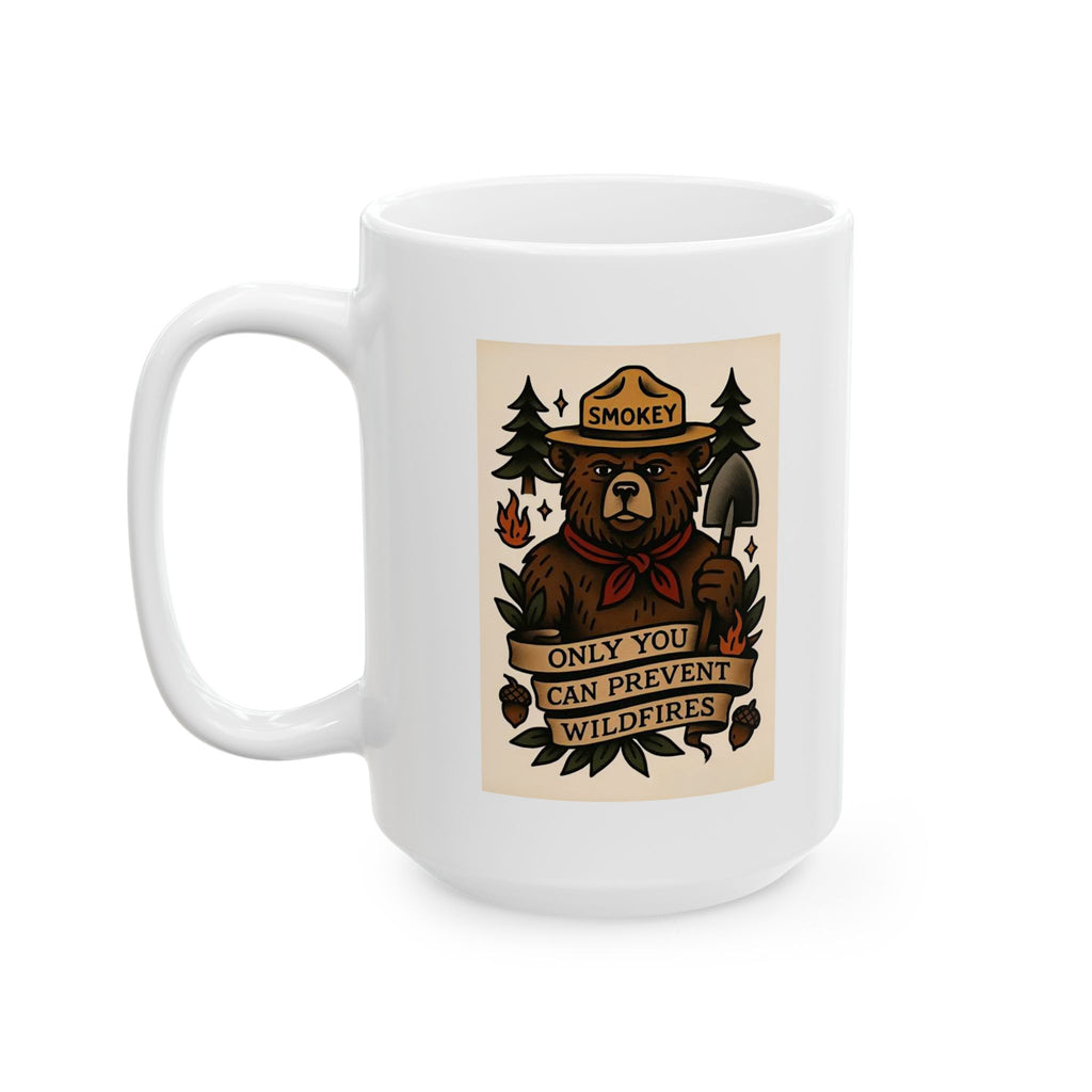 Smokey Bear Firefighter Coffee Mug, Tea Cup, Gift for First Responders, Campfire Enthusiasts, Firefighters Appreciation, Firefighting, Fire