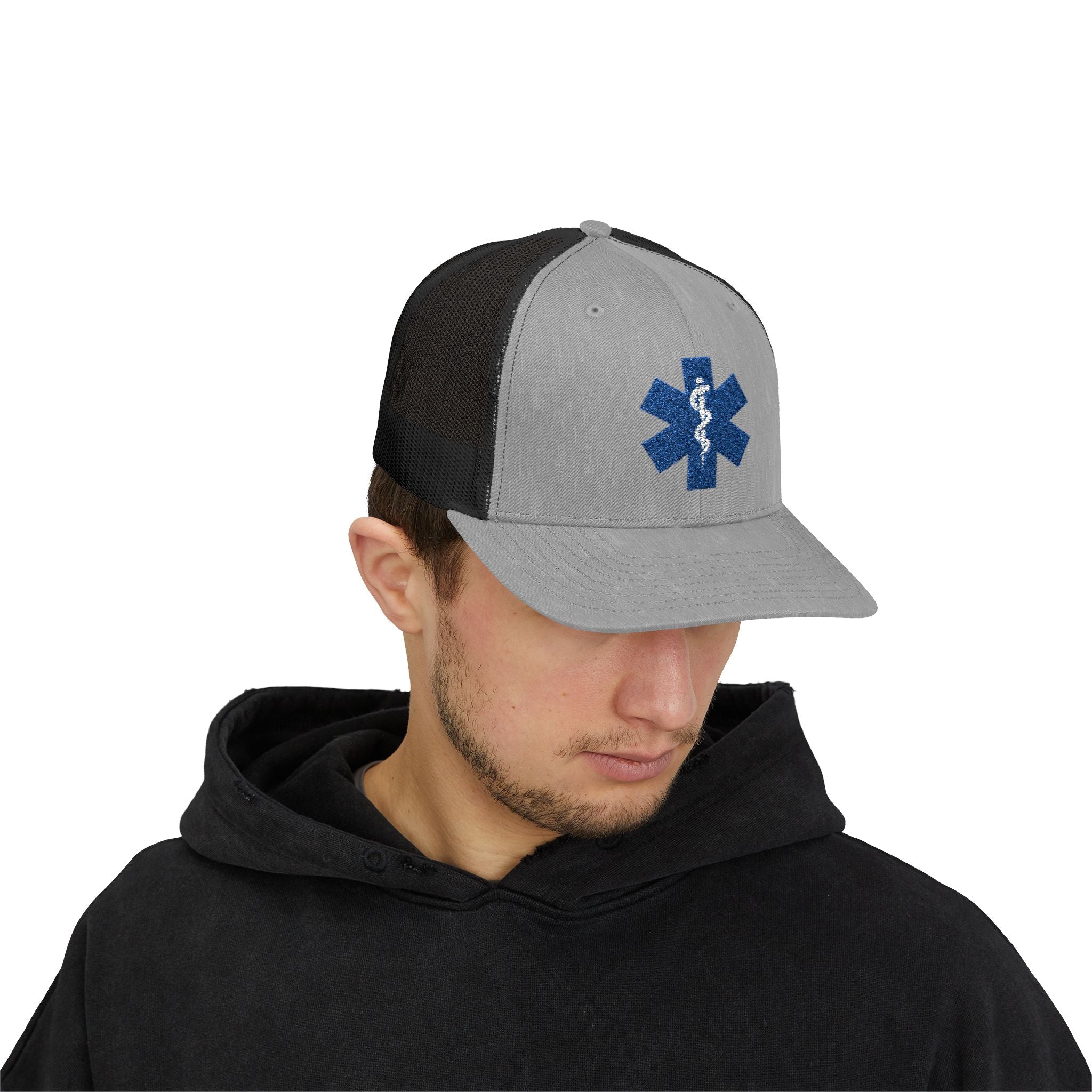 Paramedic Snapback Trucker Cap with Thin Red Line Design, Ideal for First Responders, Supportive Gifts, Memorials, Everyday Wear