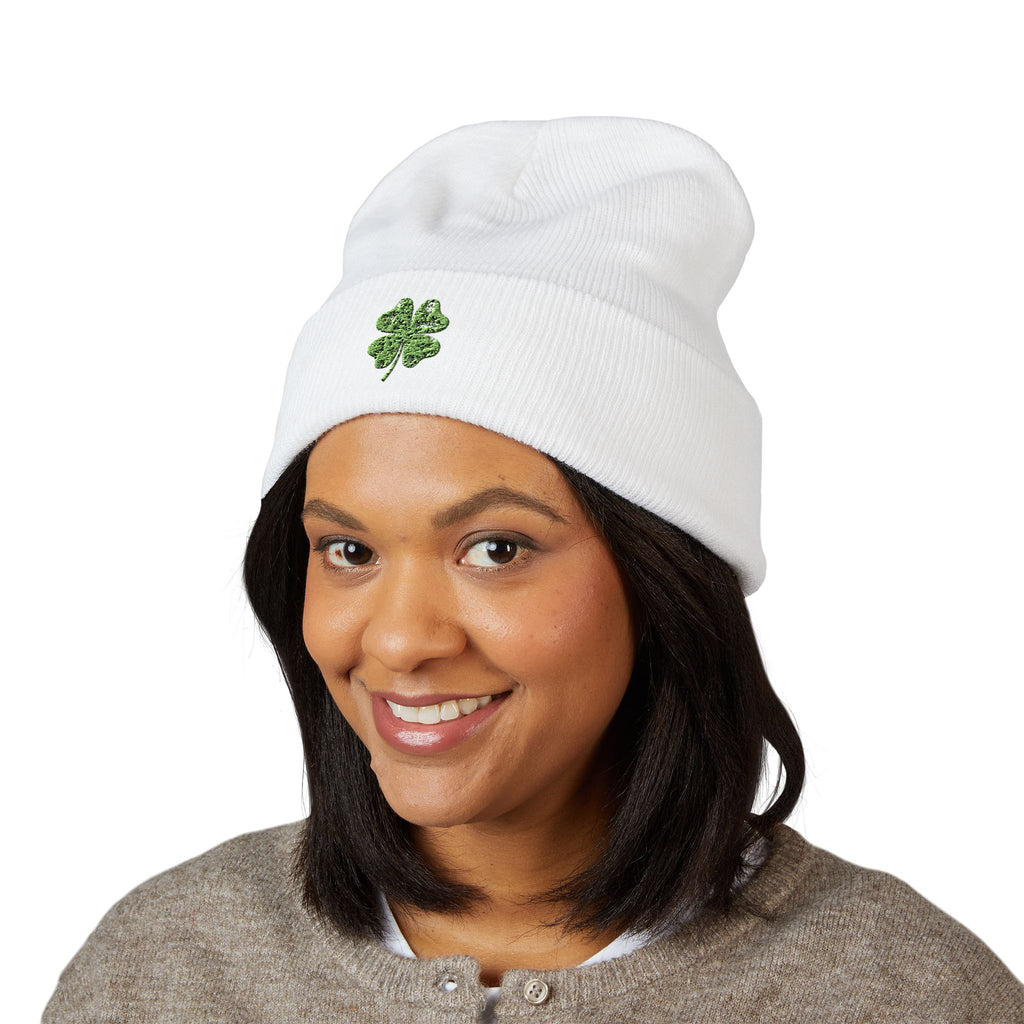 St. Patrick's Day 4-Leaf Clover Embroidered Beanie