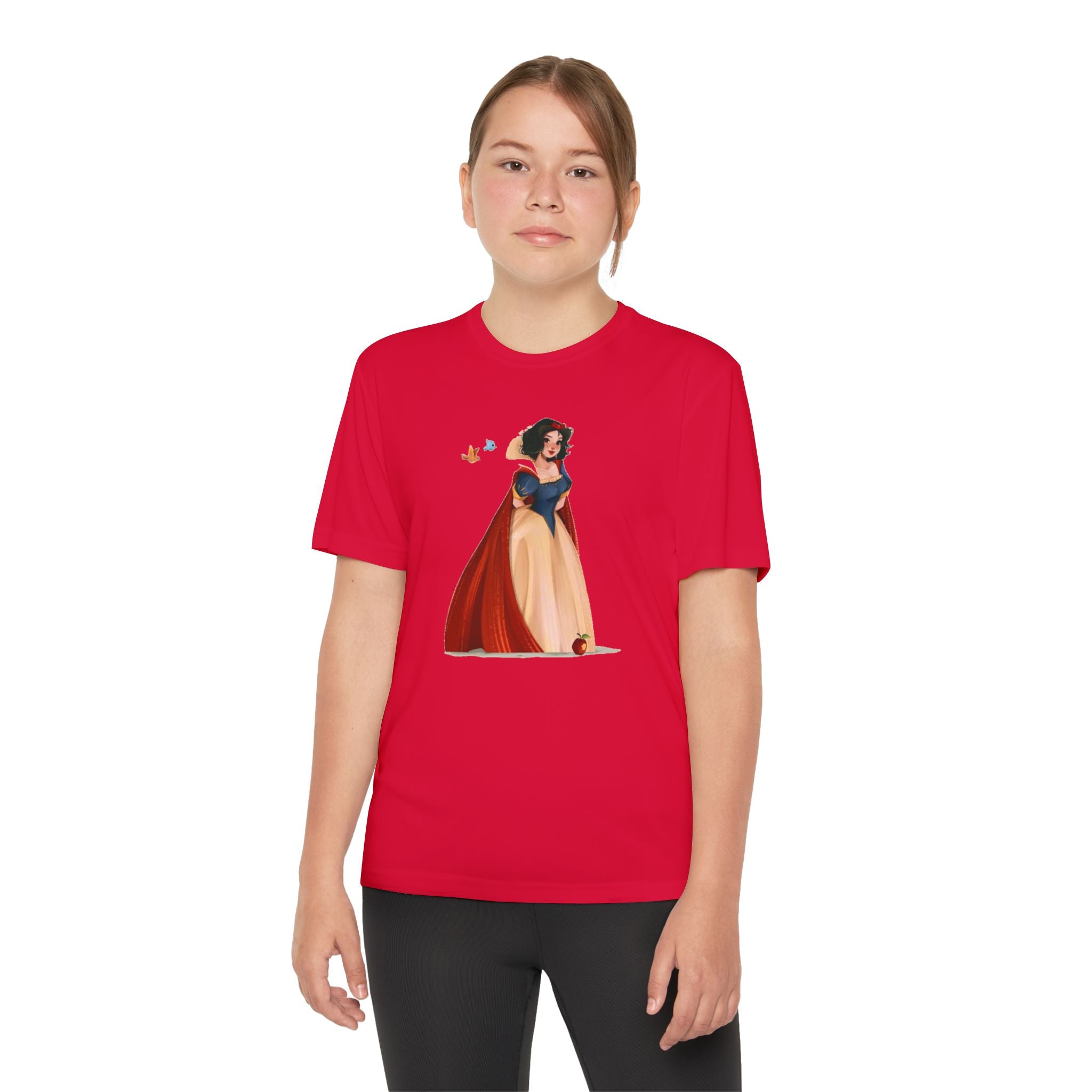 Snow White Youth T-Shirt Sports Graphic Tee, Cool Athletic Shirt for Kids, Perfect for Sports Events, Team Spirit