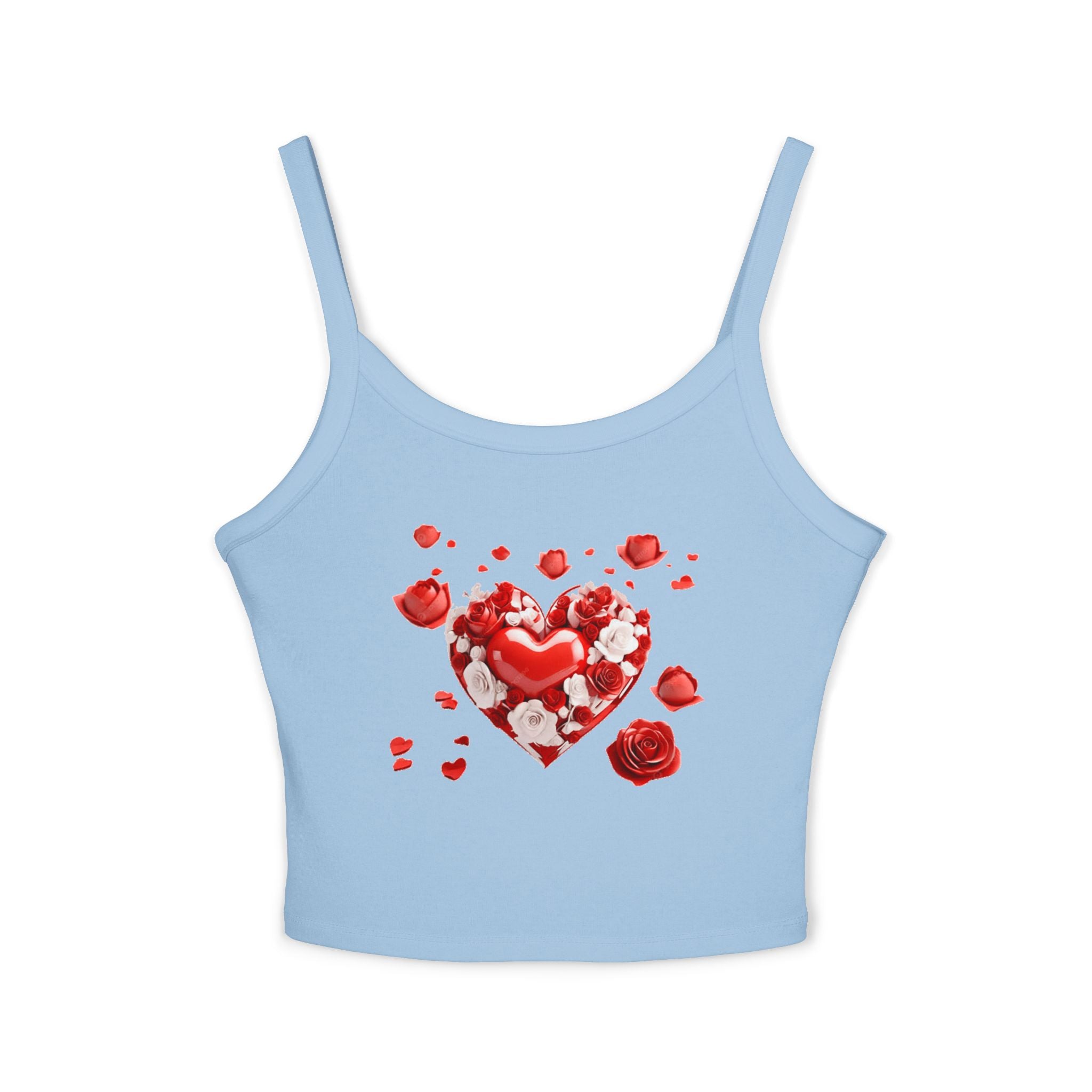 Heart Tank Top, Love Cami, Valentine's Day Shirt, Romantic Sleeveless Tee, Women's Summer Blouse, Cute Spaghetti Strap Tank