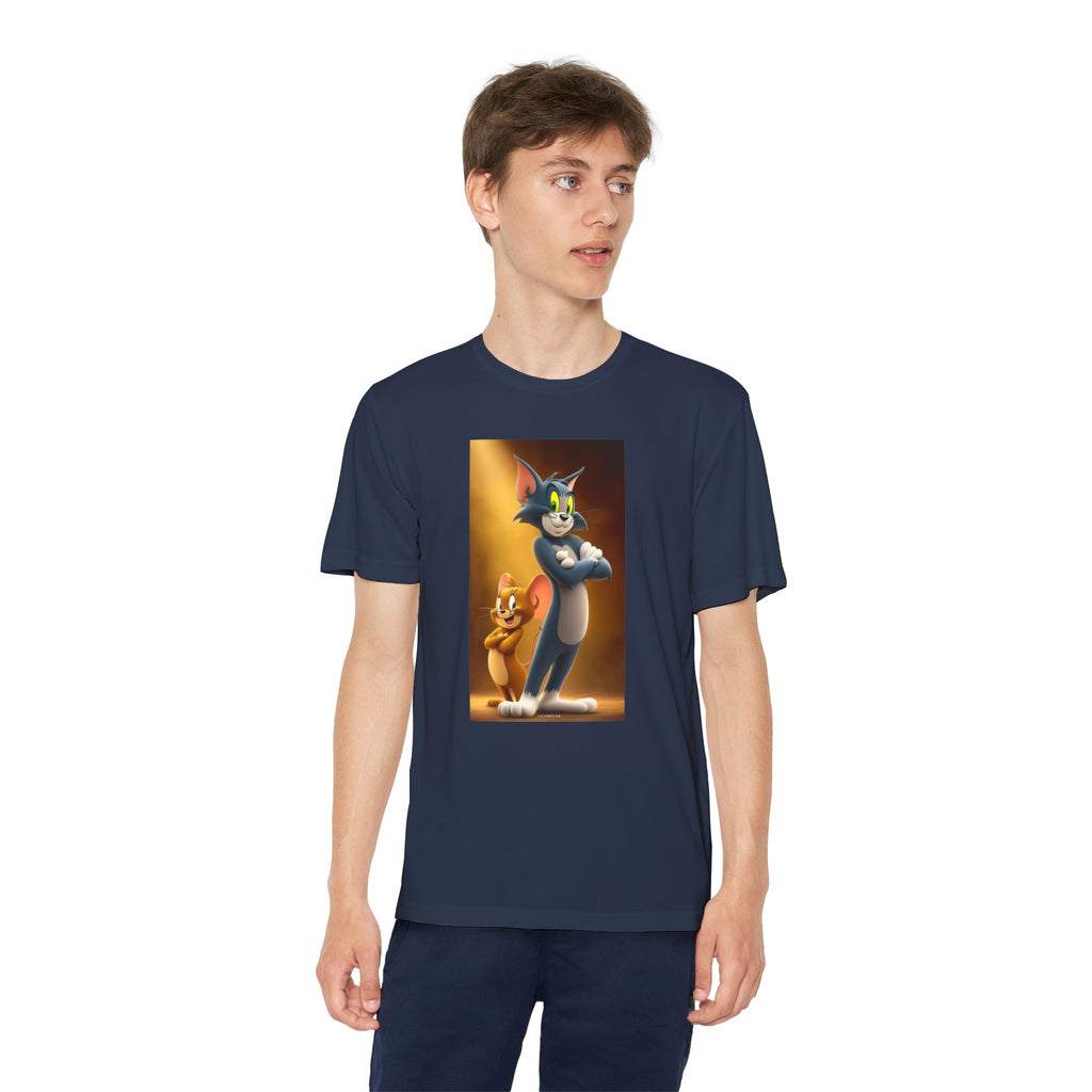 Youth Competitor Tee with Tom And Jerry design, Cartoon Graphic Kid's T-Shirt, Kids Tee, Children's Clothing, Funny Tee for Boys and Girls