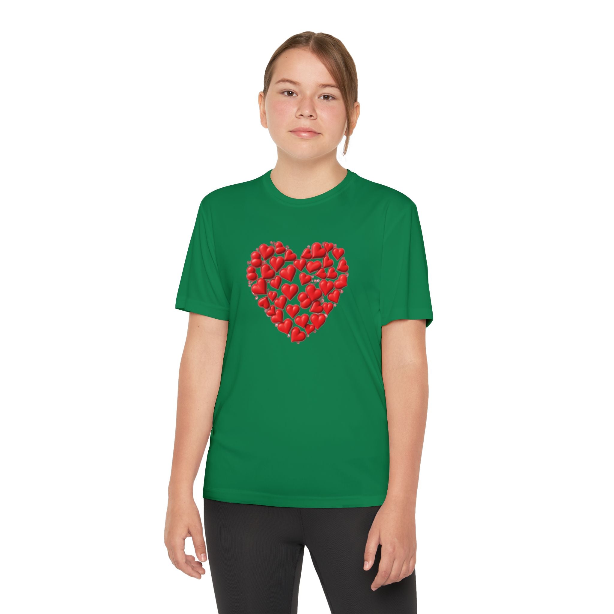 Heart Youth T-Shirt Sports Graphic Tee, Cool Athletic Shirt for Kids, Perfect for Sports Events, Team Spirit