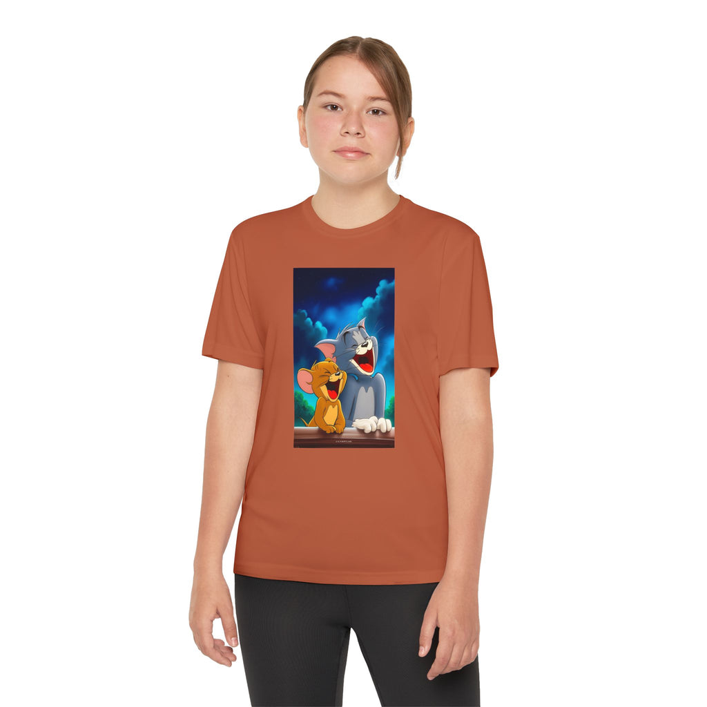 Youth Competitor Tee with Tom And Jerry design, Cartoon Graphic Kid's T-Shirt, Kids Tee, Children's Clothing, Funny Tee for Boys and Girls