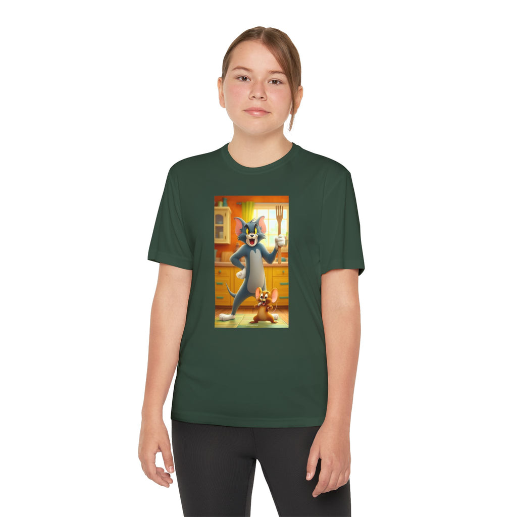 Youth Competitor Tee with Tom And Jerry design, Cartoon Graphic Kid's T-Shirt, Kids Tee, Children's Clothing, Funny Tee for Boys and Girls