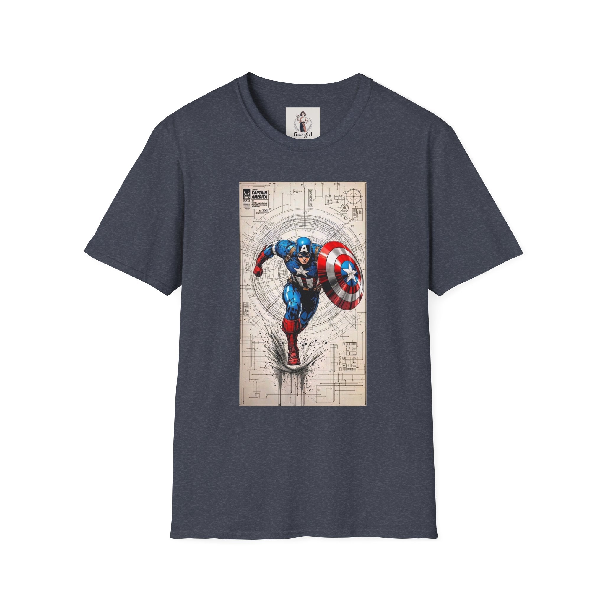 Captain America Superhero Marvel Unisex Softstyle T-Shirt, Comic Book Tee, Graphic Novel Shirt, Geeky Clothing, Cosplay Costume Top