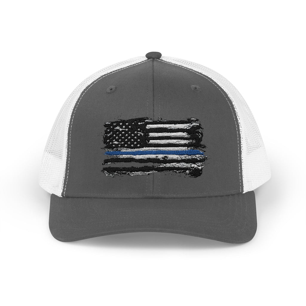 Thin Blue Line Patriotic Snapback Trucker Cap with Thin Red Line Design, Ideal for First Responders, Supportive Gifts, Everyday Wear