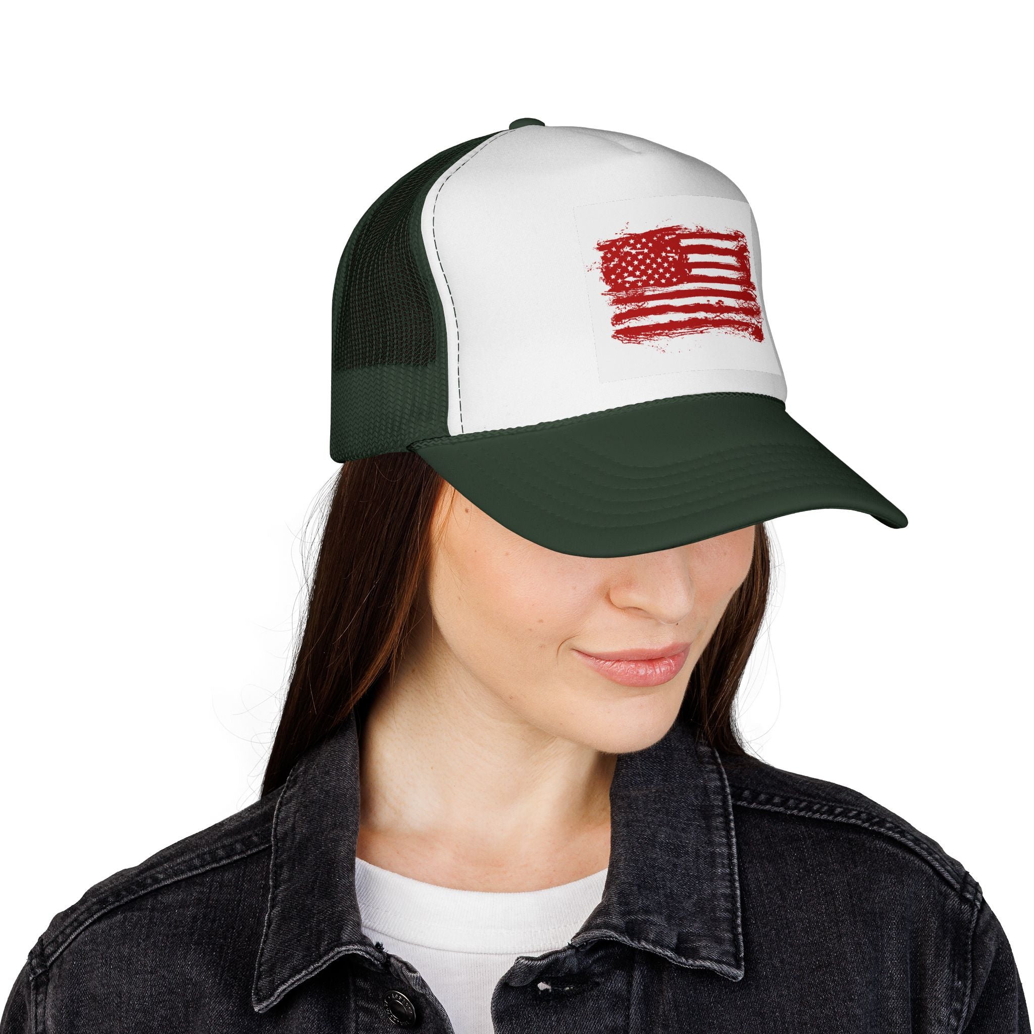 Patriotic Trucker Cap with American Flag Design, USA Hat, Summer Fashion, Outdoors Gear, Gift for Veterans, BBQ, 4th of July