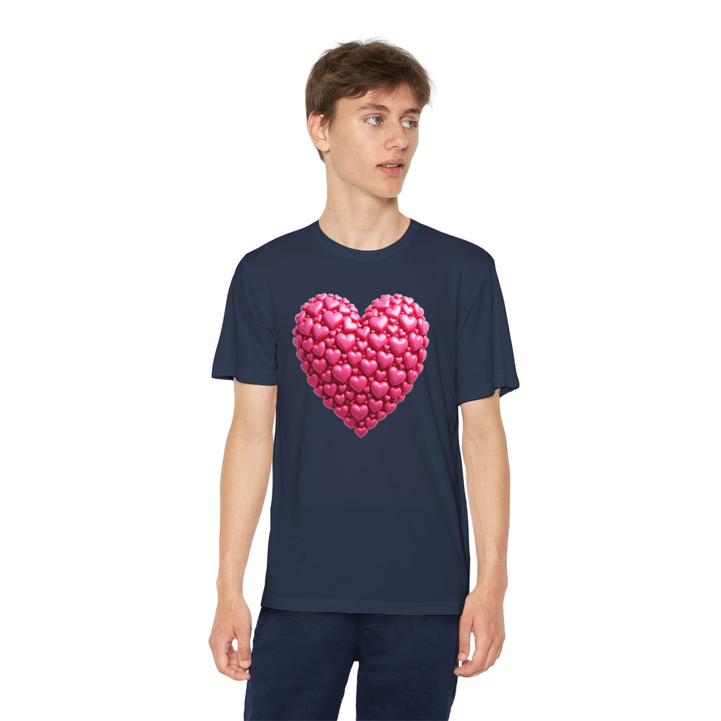 Heart Youth T-Shirt Sports Graphic Tee, Cool Athletic Shirt for Kids, Perfect for Sports Events, Team Spirit