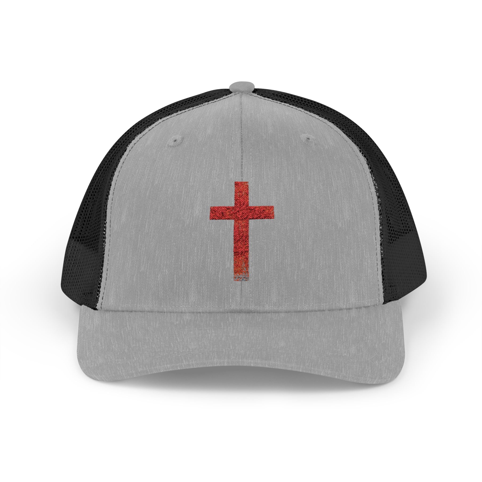 Holly Cross Snapback Trucker Cap with Thin Red Line Design, Ideal for First Responders, Supportive Gifts, Memorials, Everyday Wear