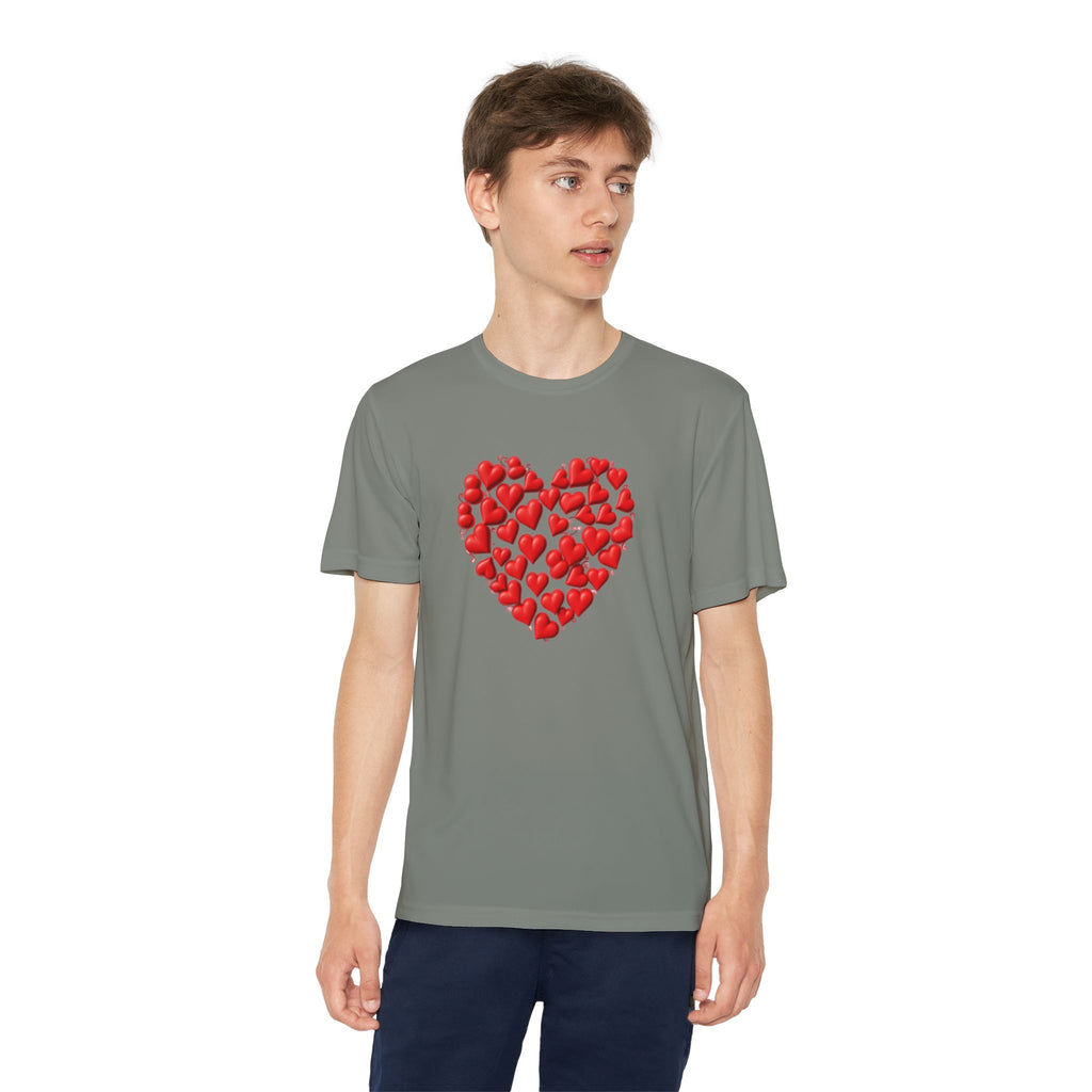 Heart Youth T-Shirt Sports Graphic Tee, Cool Athletic Shirt for Kids, Perfect for Sports Events, Team Spirit
