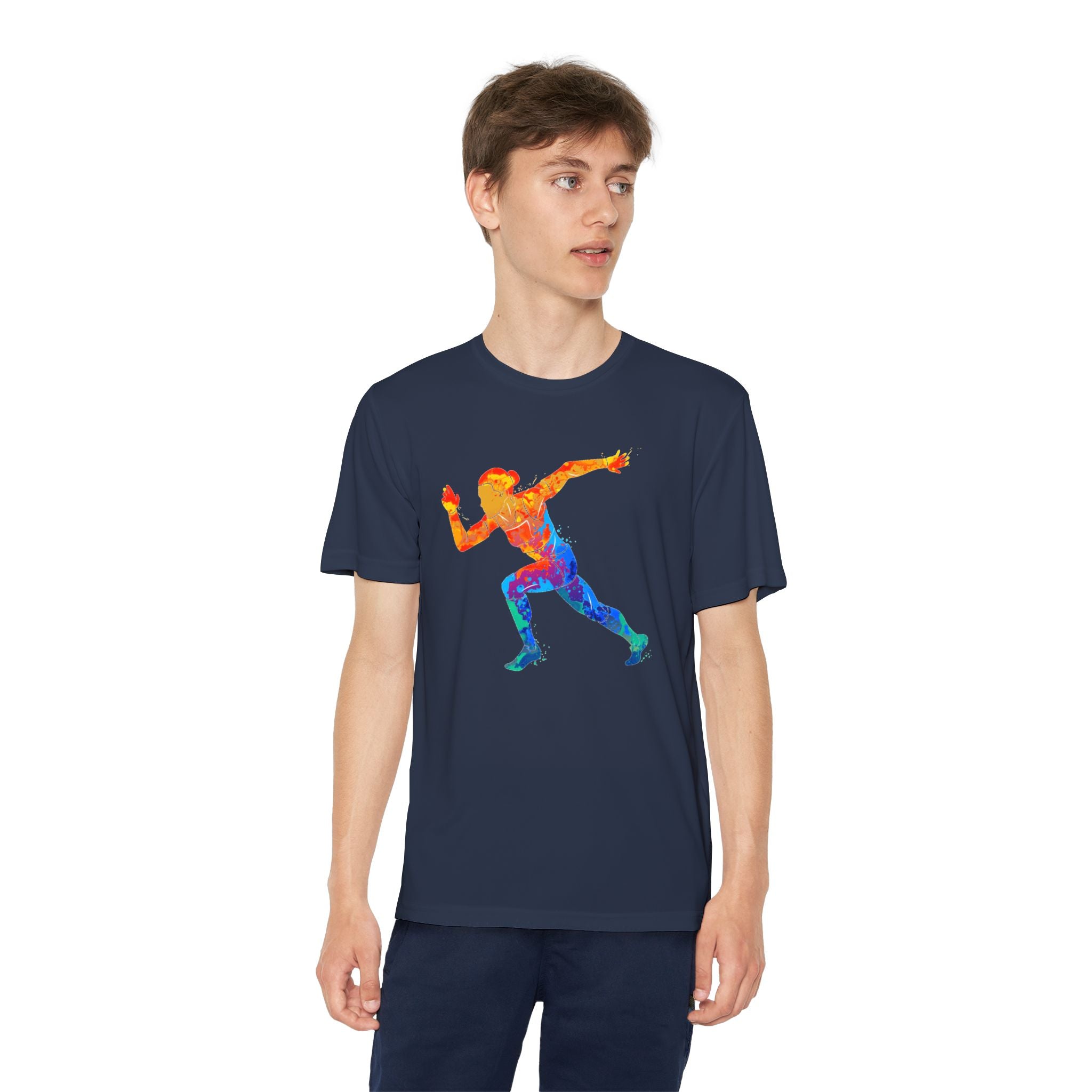 Running Youth T-Shirt Sports Graphic Tee, Cool Athletic Shirt for Kids, Perfect for Sports Events, Team Spirit